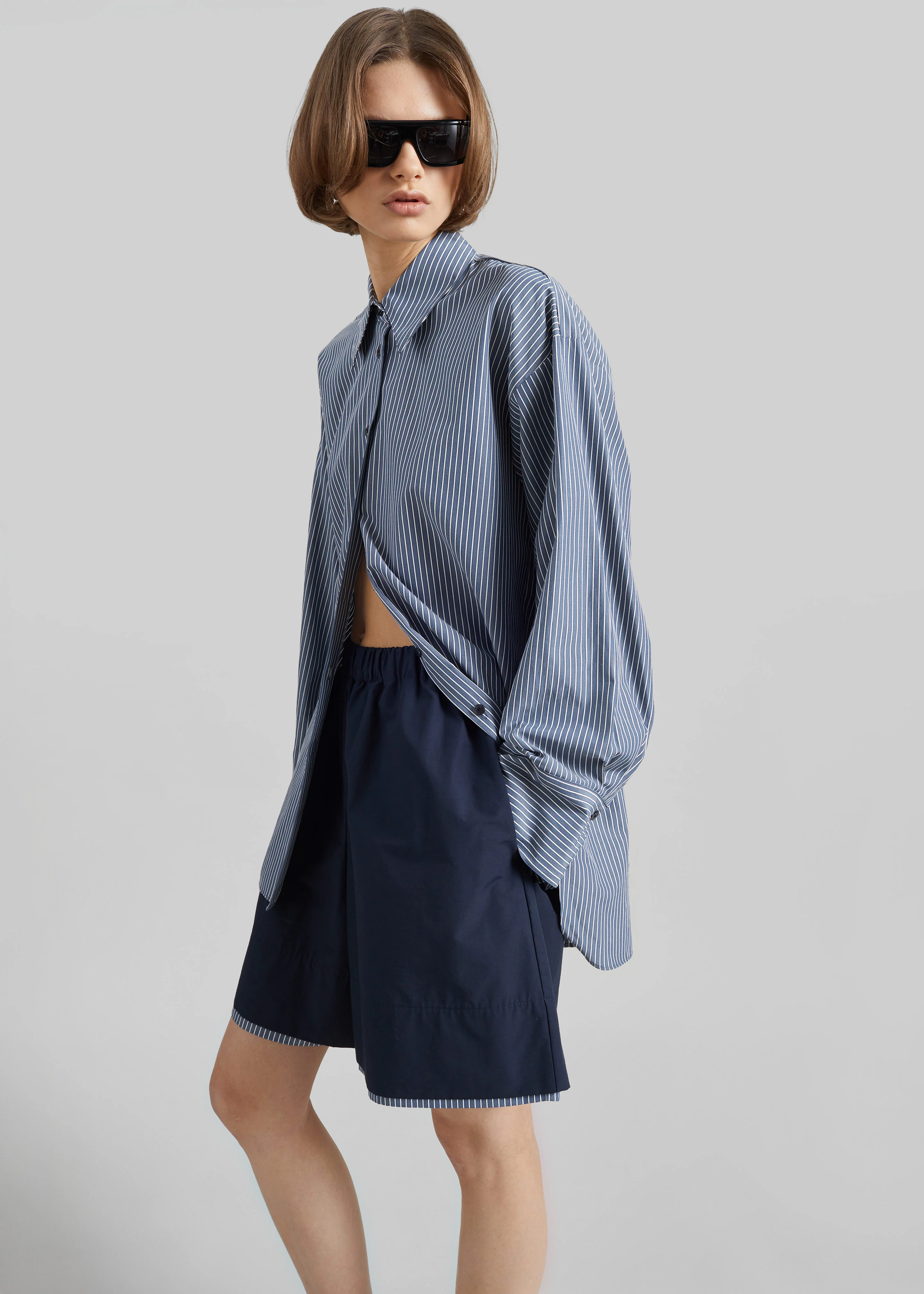 Menton Oversized Shirt - Navy/White Stripe - Image 3