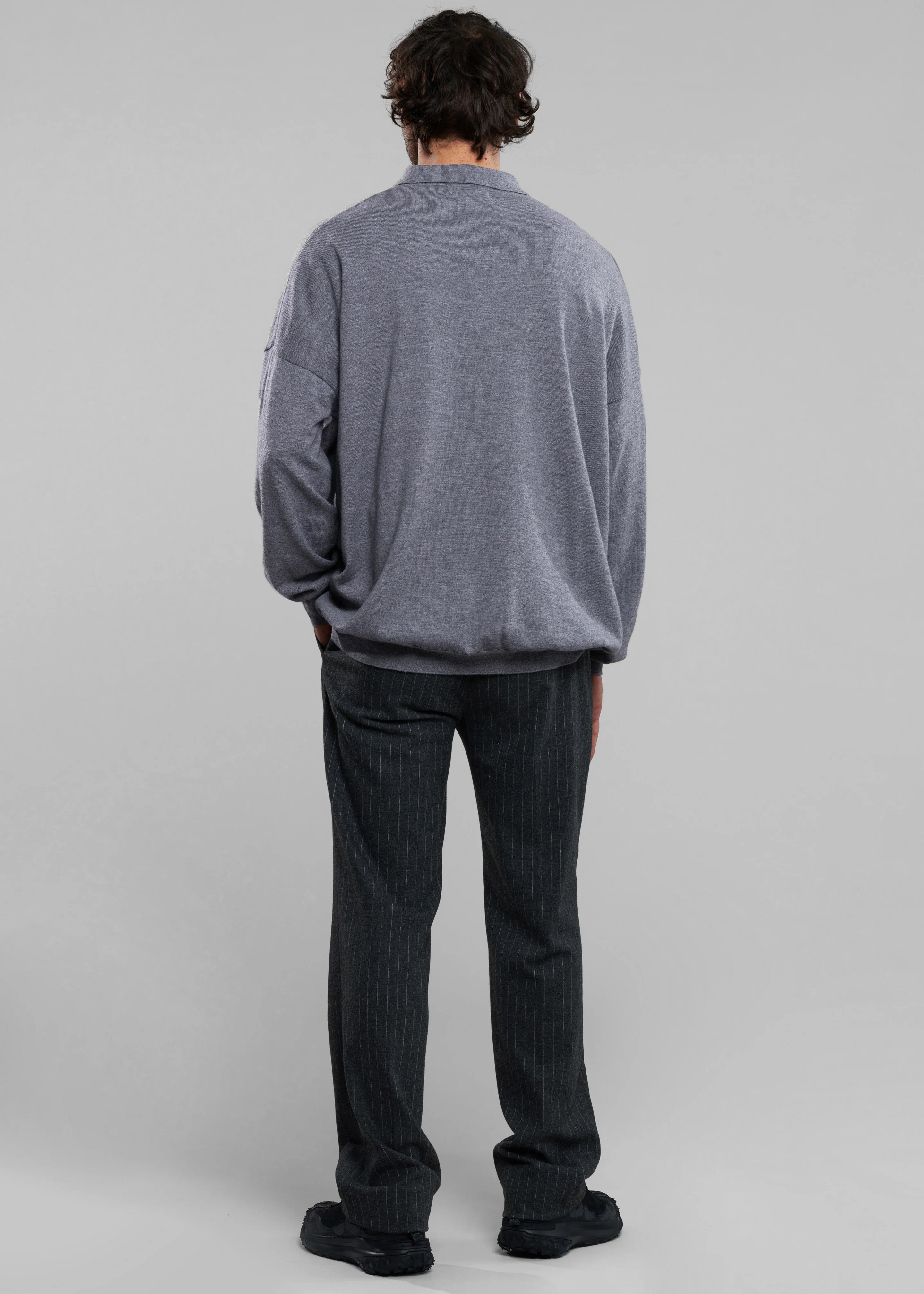 Meriel Wool Polo Sweater - Grey - Image 14