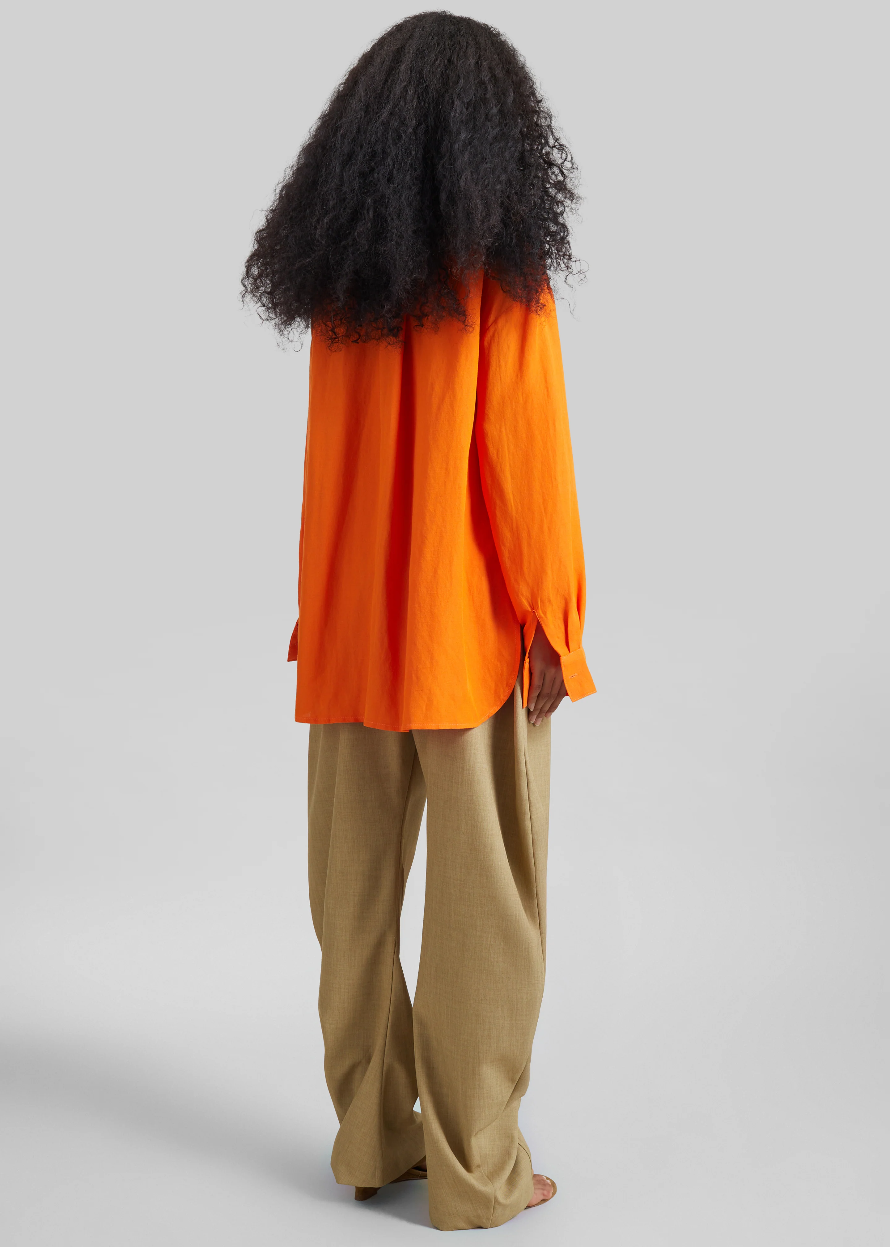 Miery Linen Oversized Shirt - Orange - Image 7
