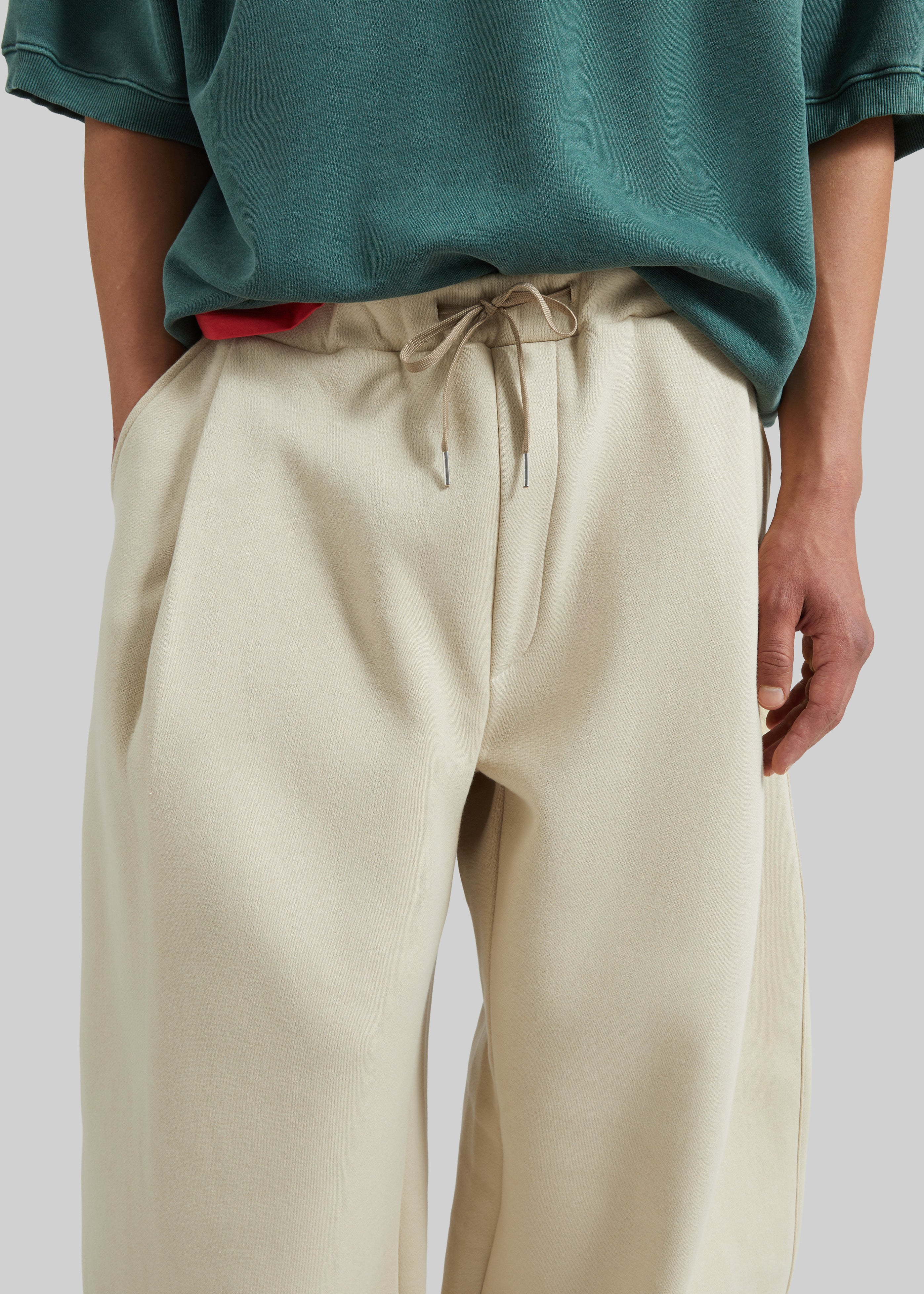 Nas Barrel Leg Sweatpants - Beige - Image 4