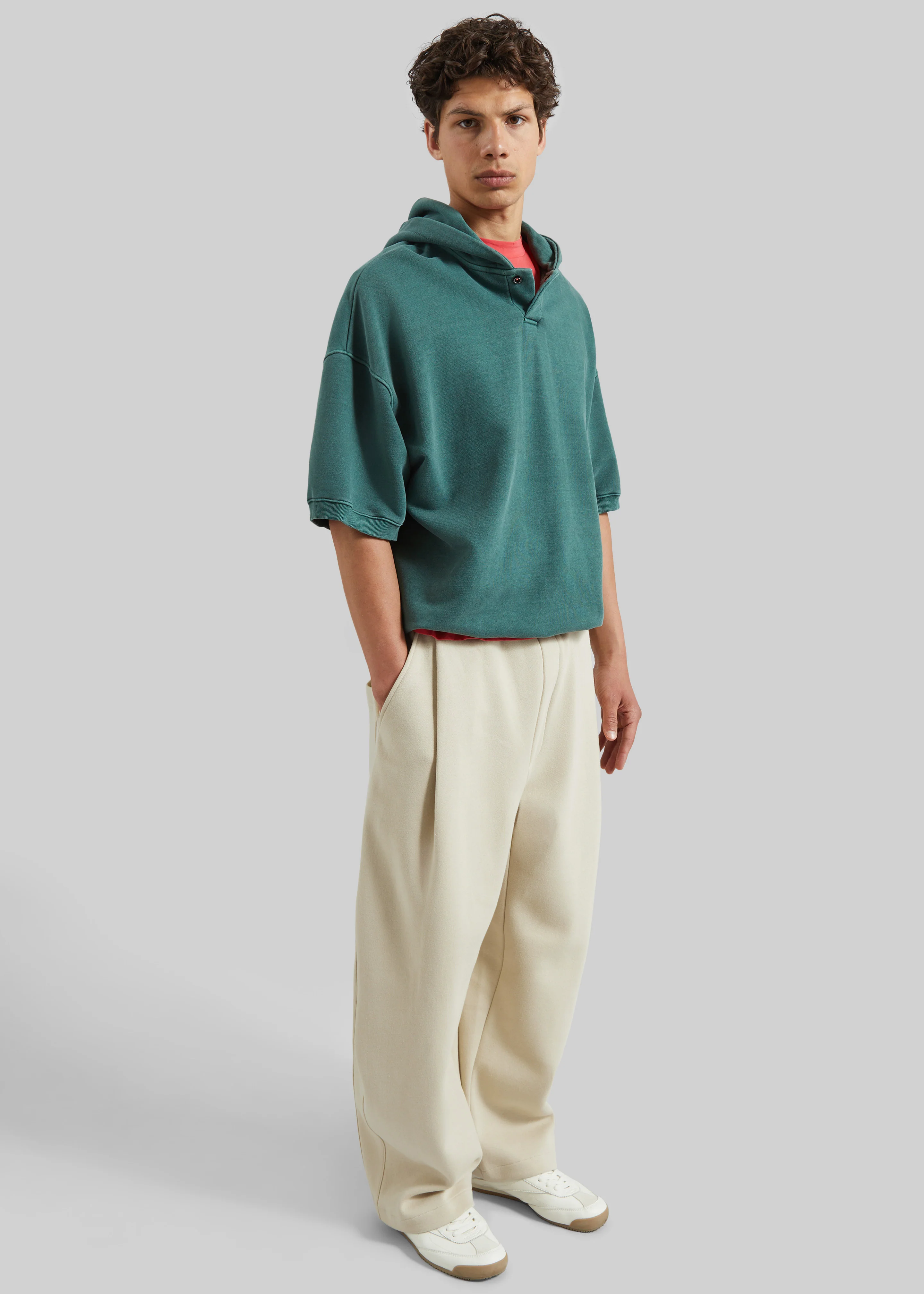 Nas Barrel Leg Sweatpants - Beige - Image 5