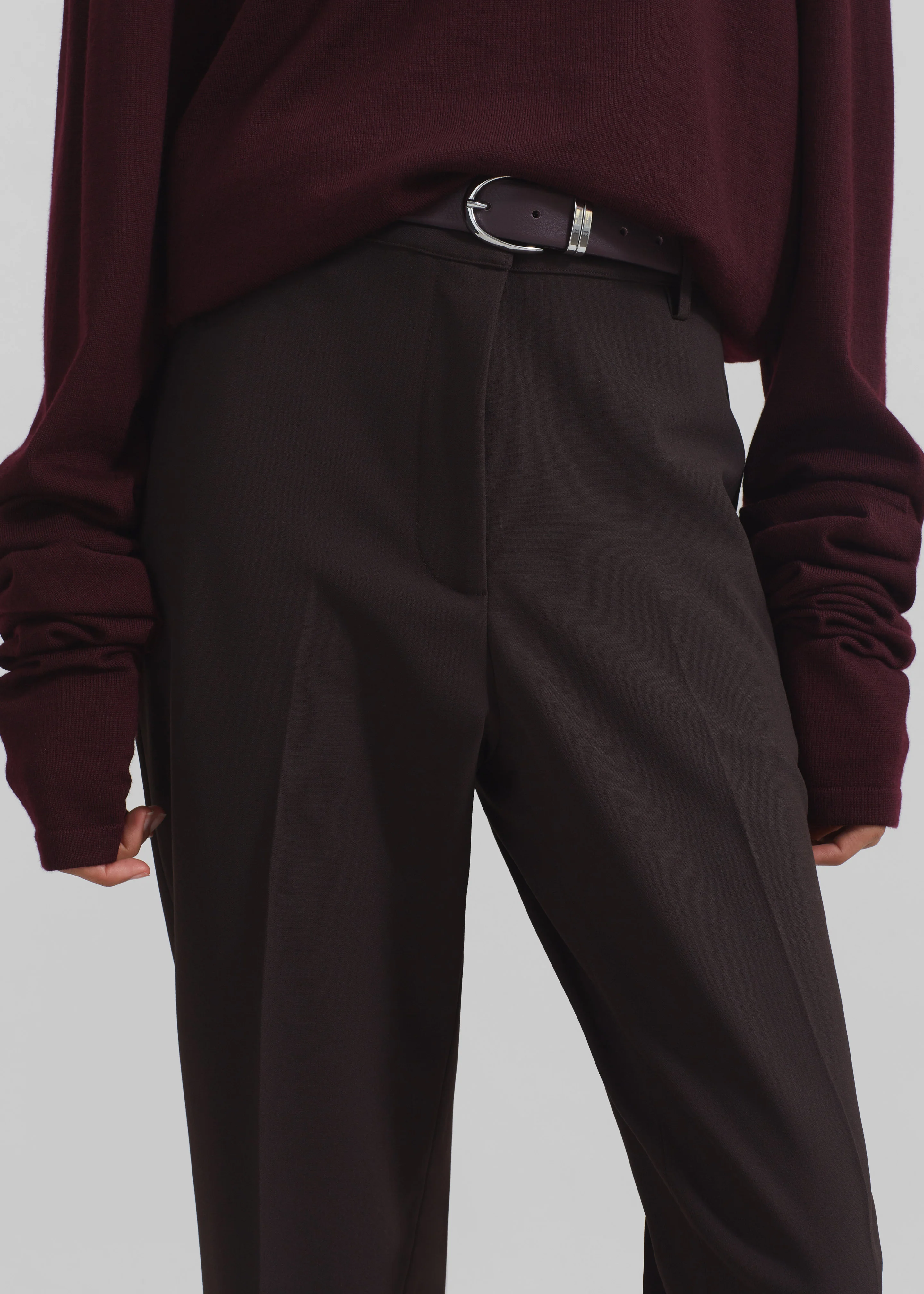 Ora Leather Belt - Plum/Silver - Image 2