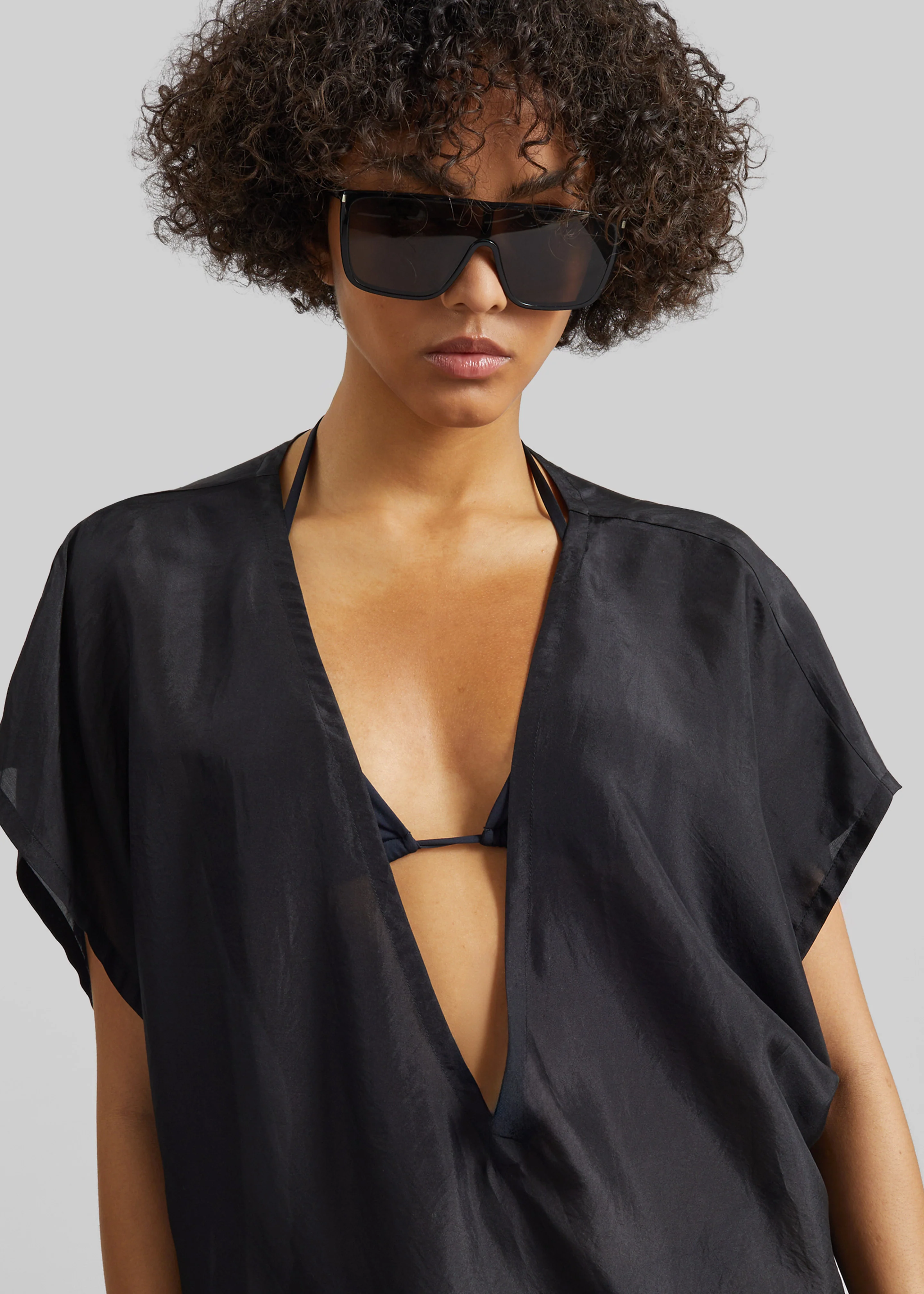 Ostuni Sheer Silk Kaftan Dress - Black - Image 3