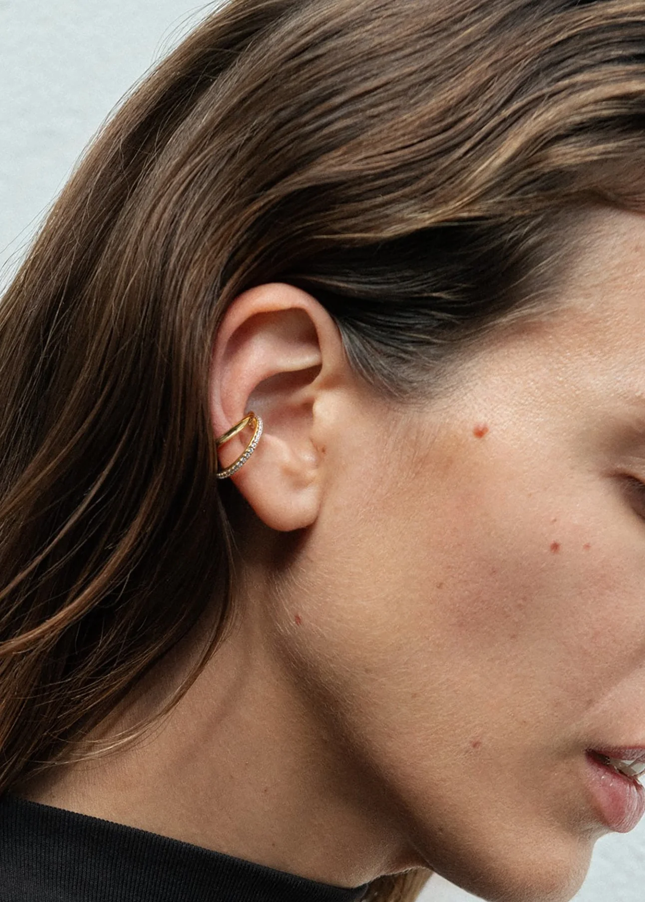 Otiumberg Pave Double Ear Cuff - Gold - Image 2