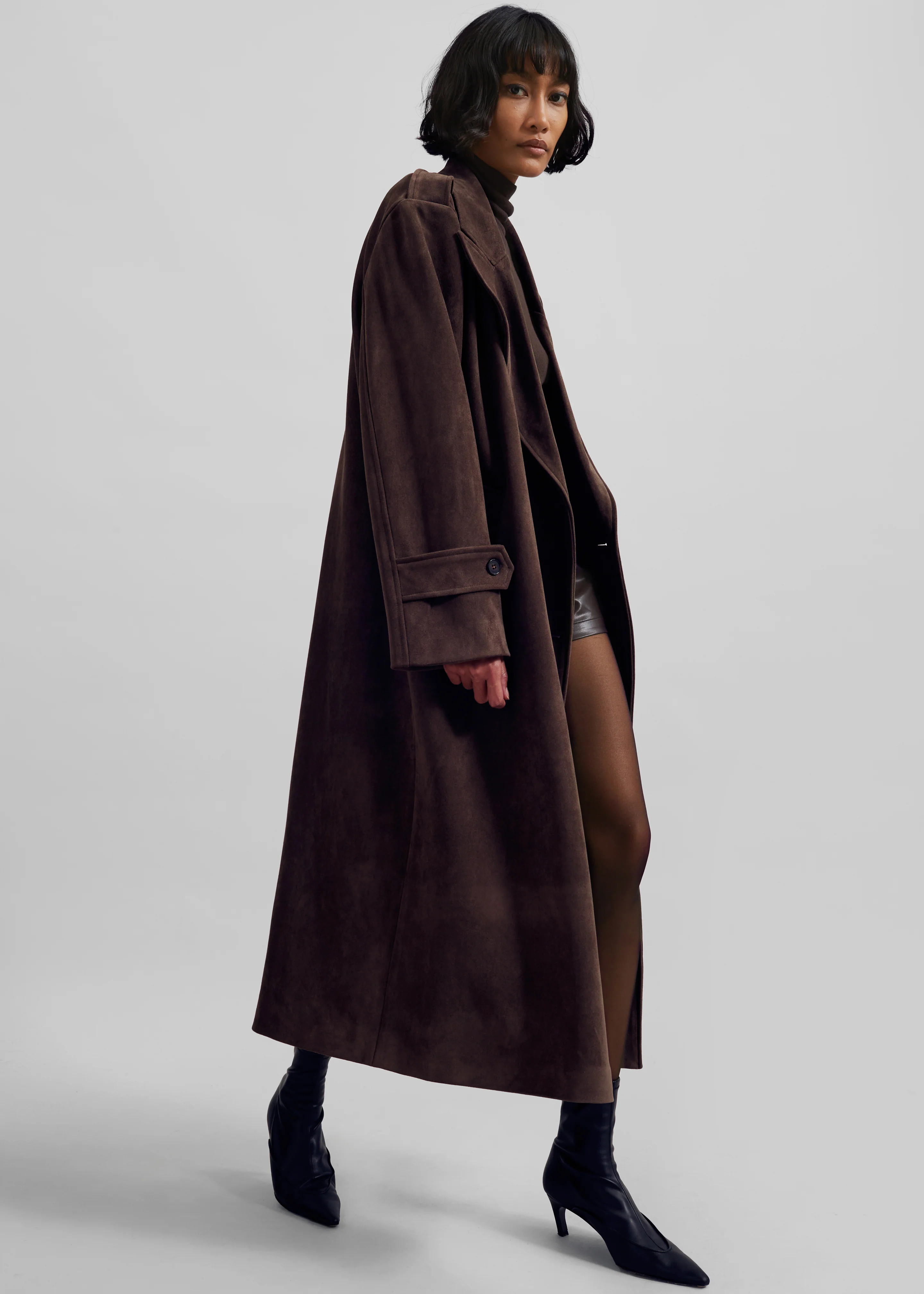 Pembroke Faux Suede Trench - Brown