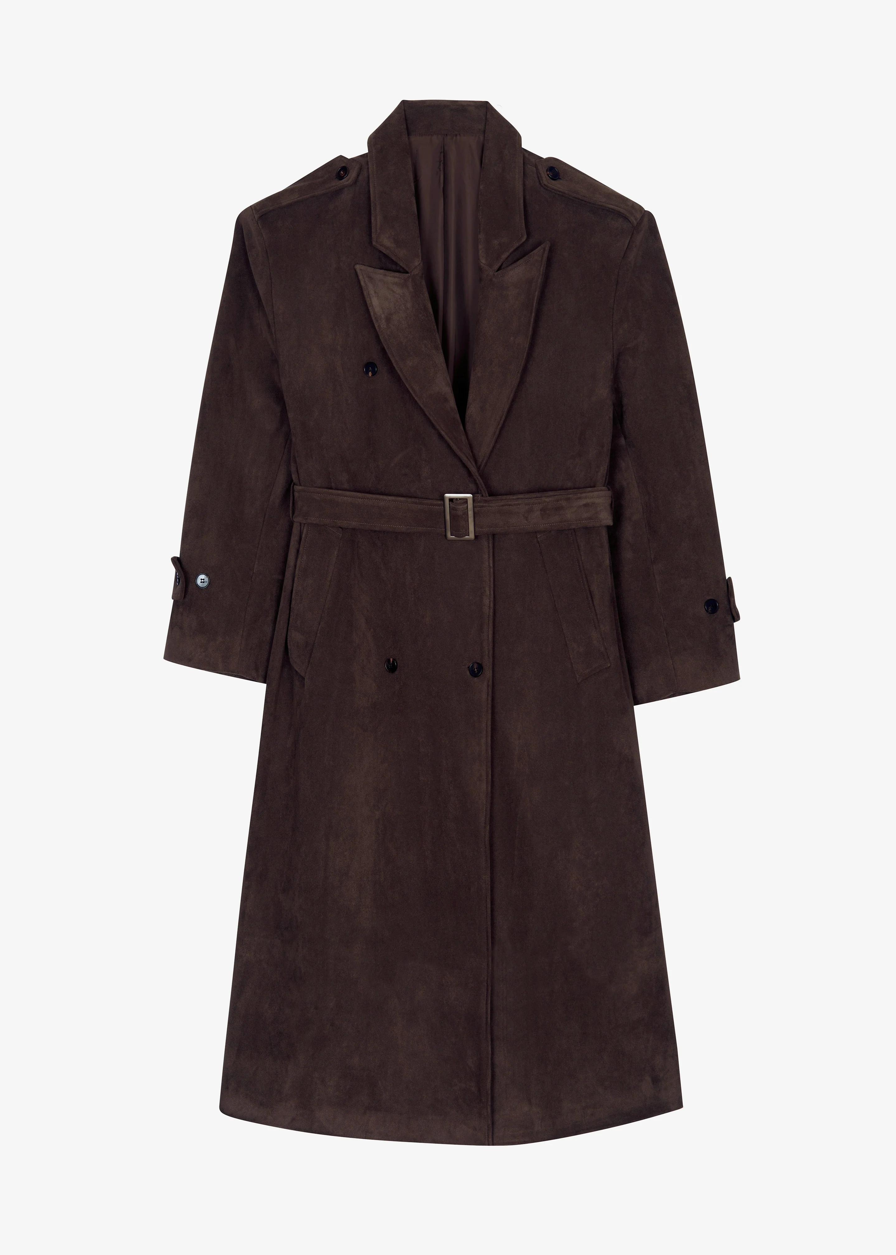 Pembroke Faux Suede Trench - Brown - Image 11