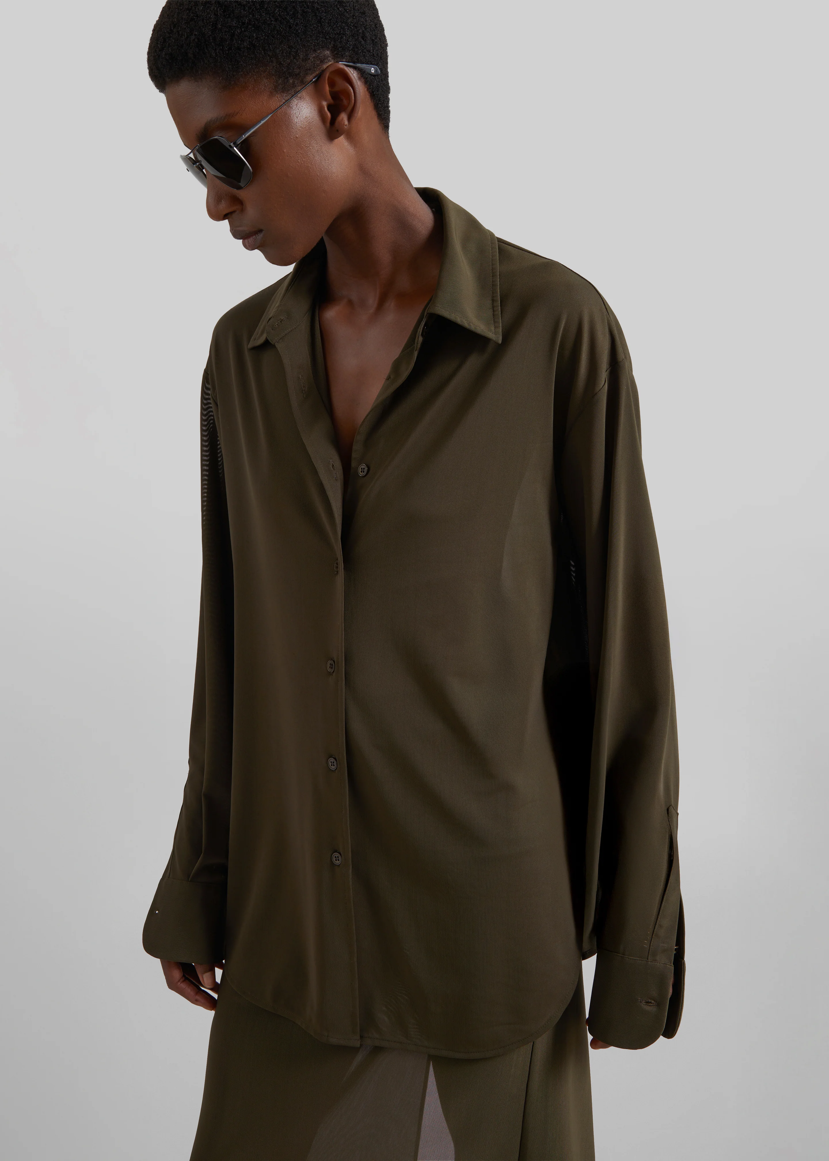 Peri Mesh Fluid Shirt - Khaki - Image 5