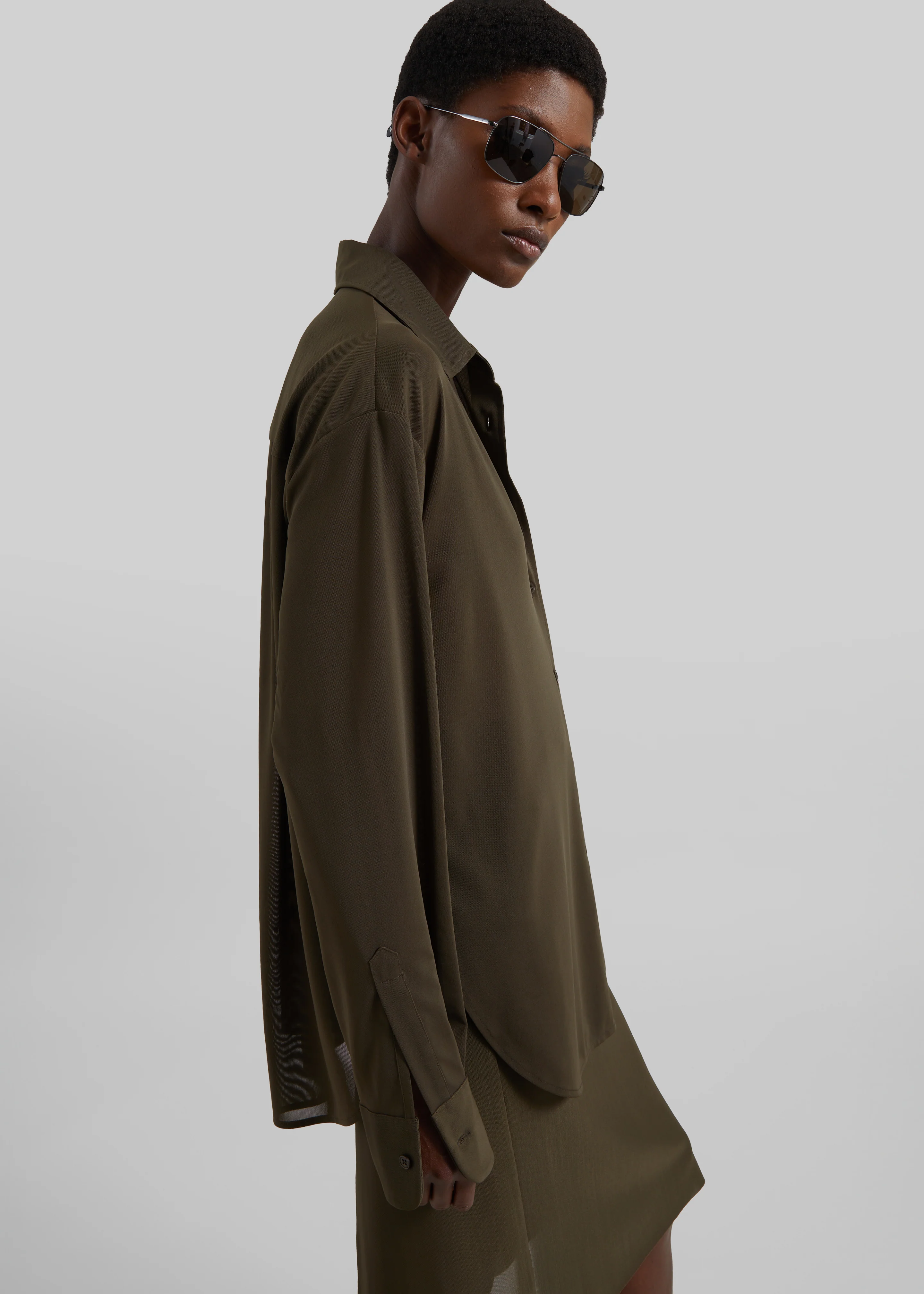 Peri Mesh Fluid Shirt - Khaki - Image 6