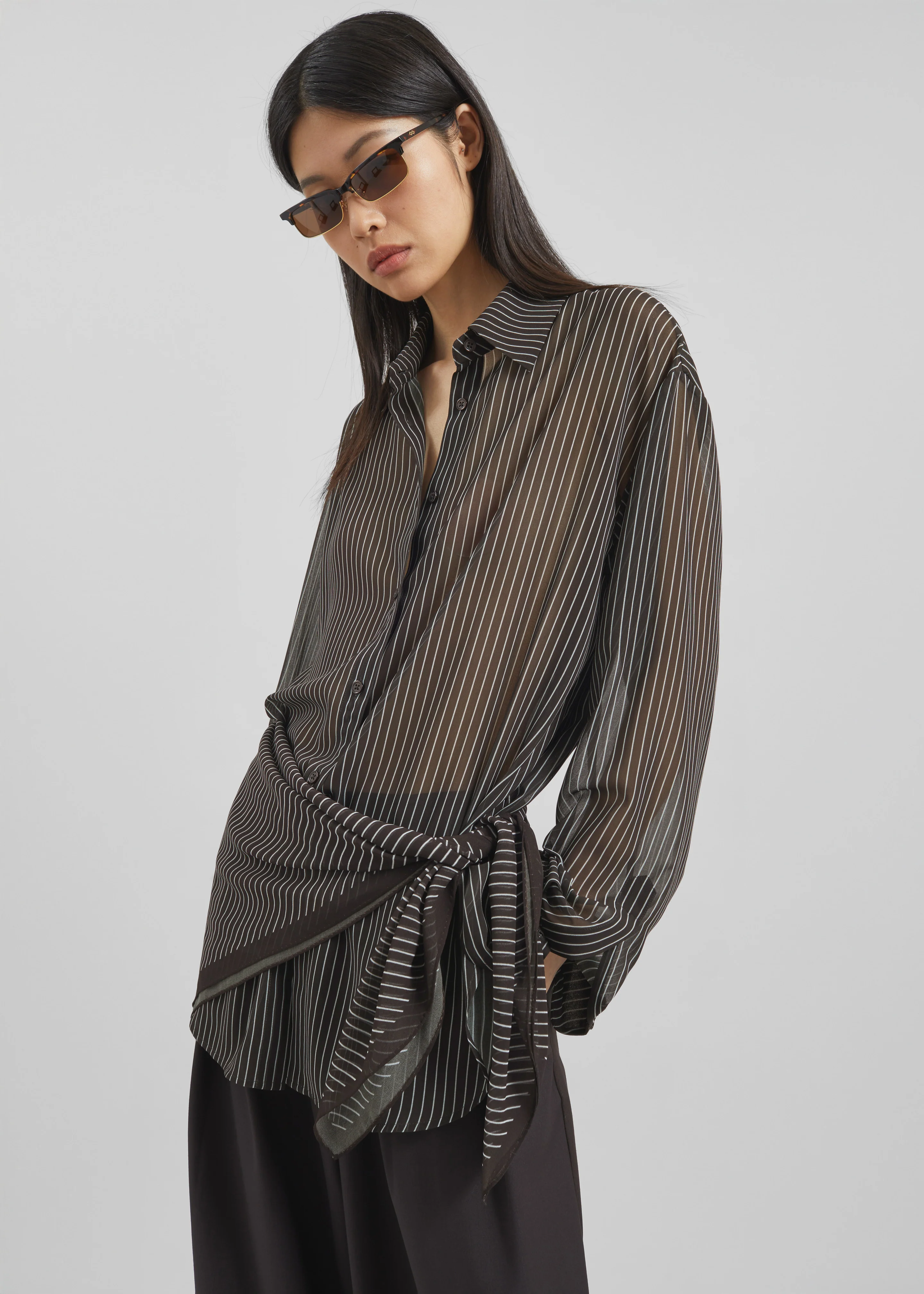 Peri Striped Shirt - Brown/White Stripe