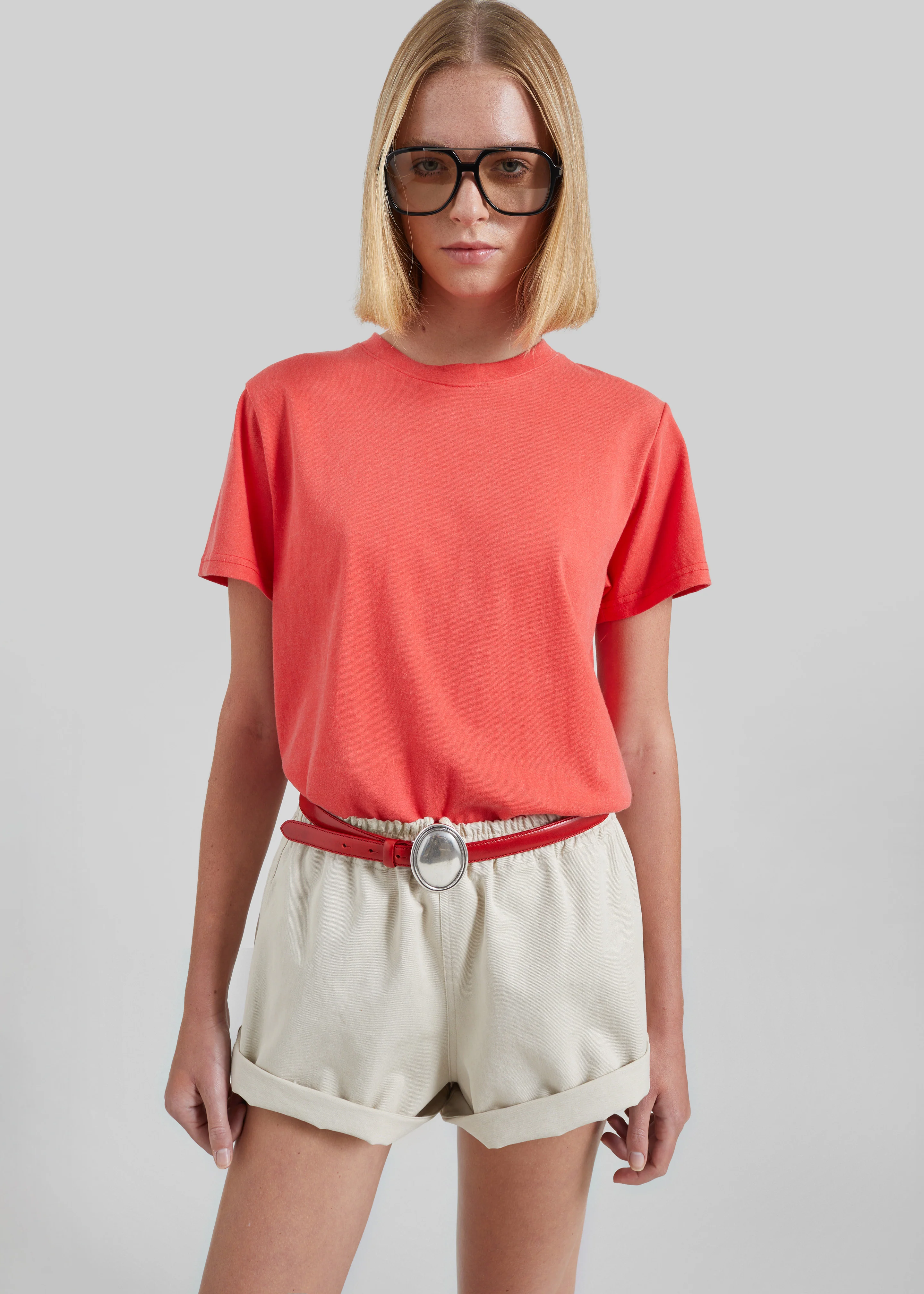 Pierno Cotton Shorts - Beige - Image 5