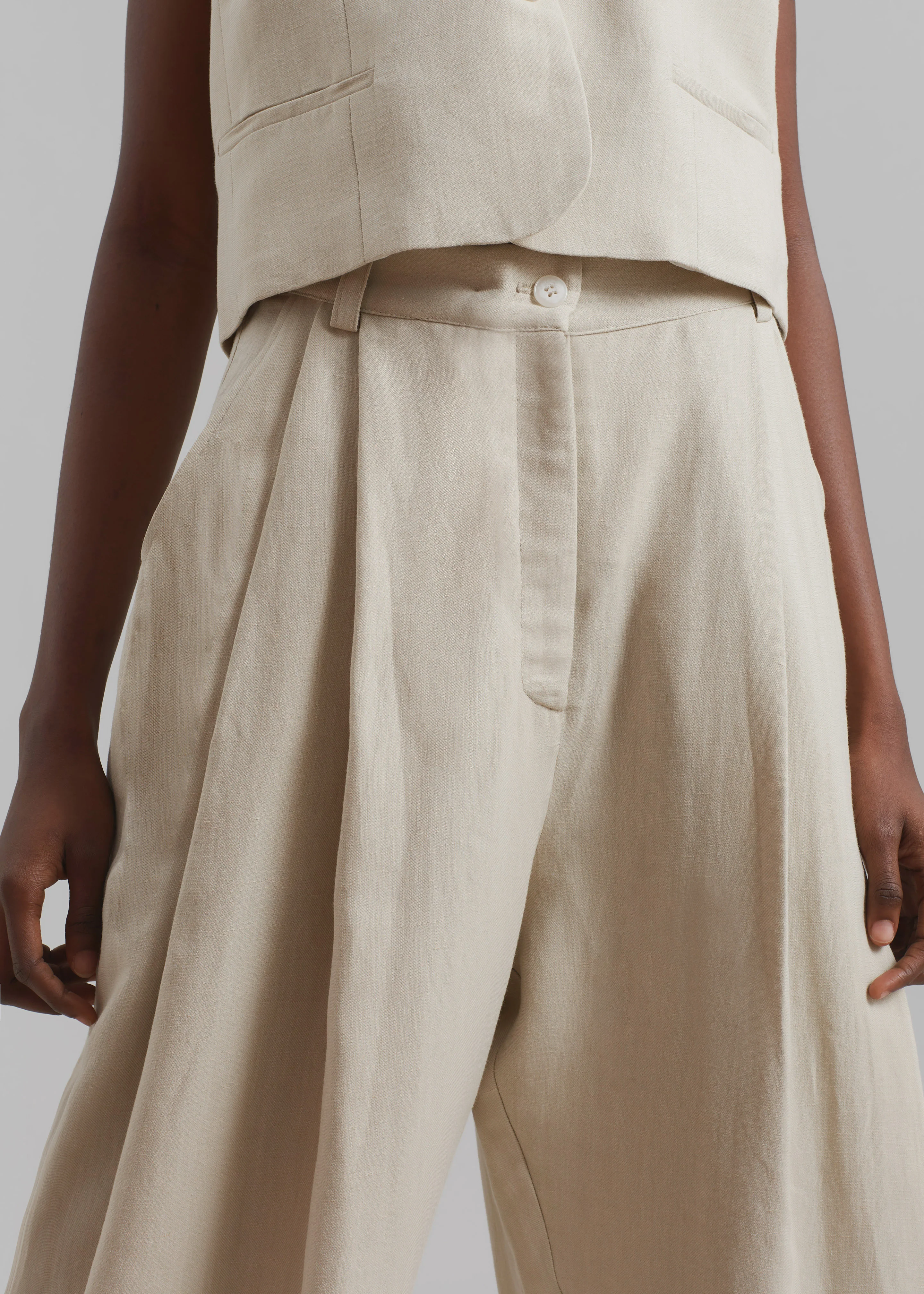 Piper Pleated Trousers - Beige - Image 3
