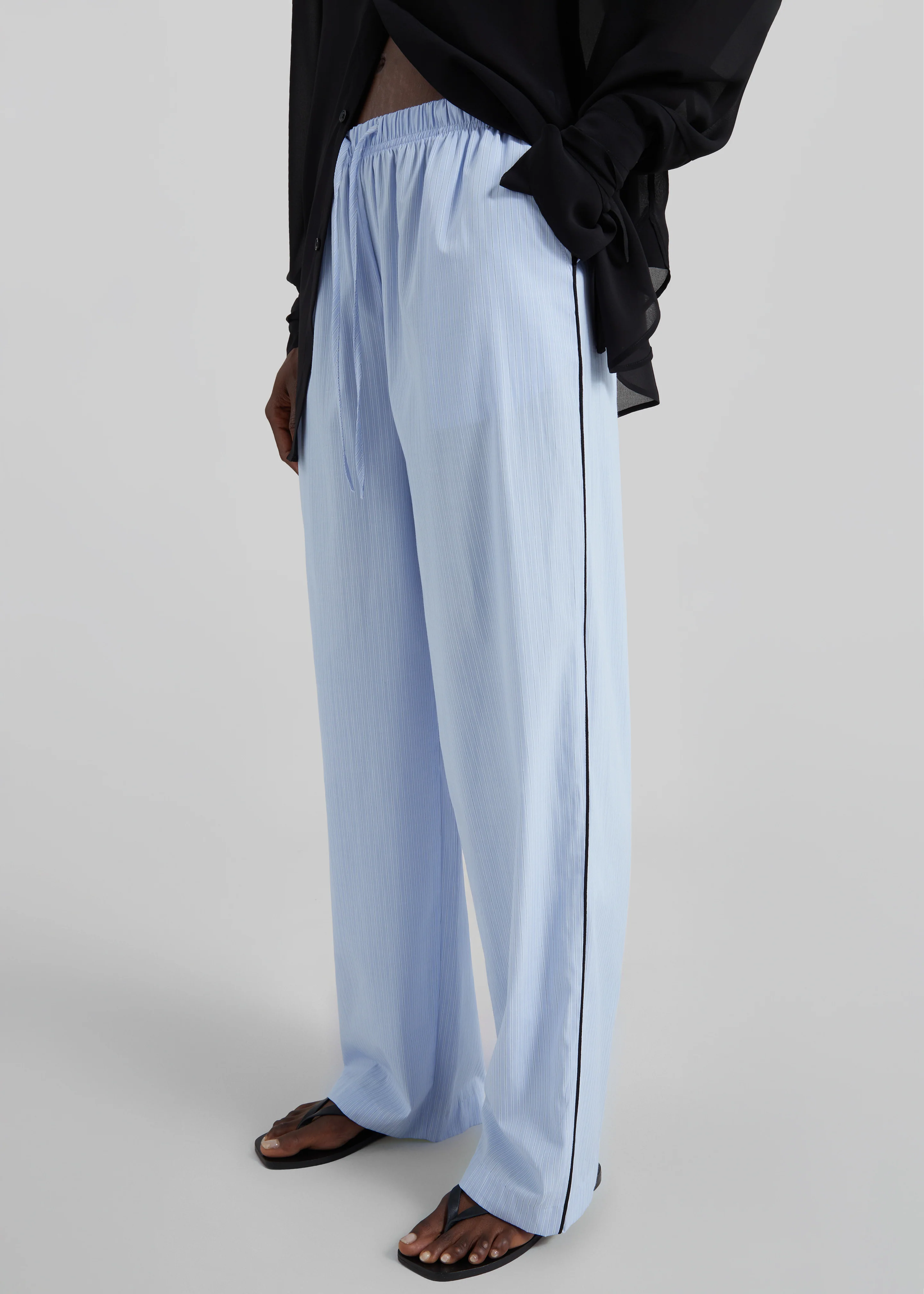 Porto Contrast Piped Pants - Blue/White Stripe - Image 2