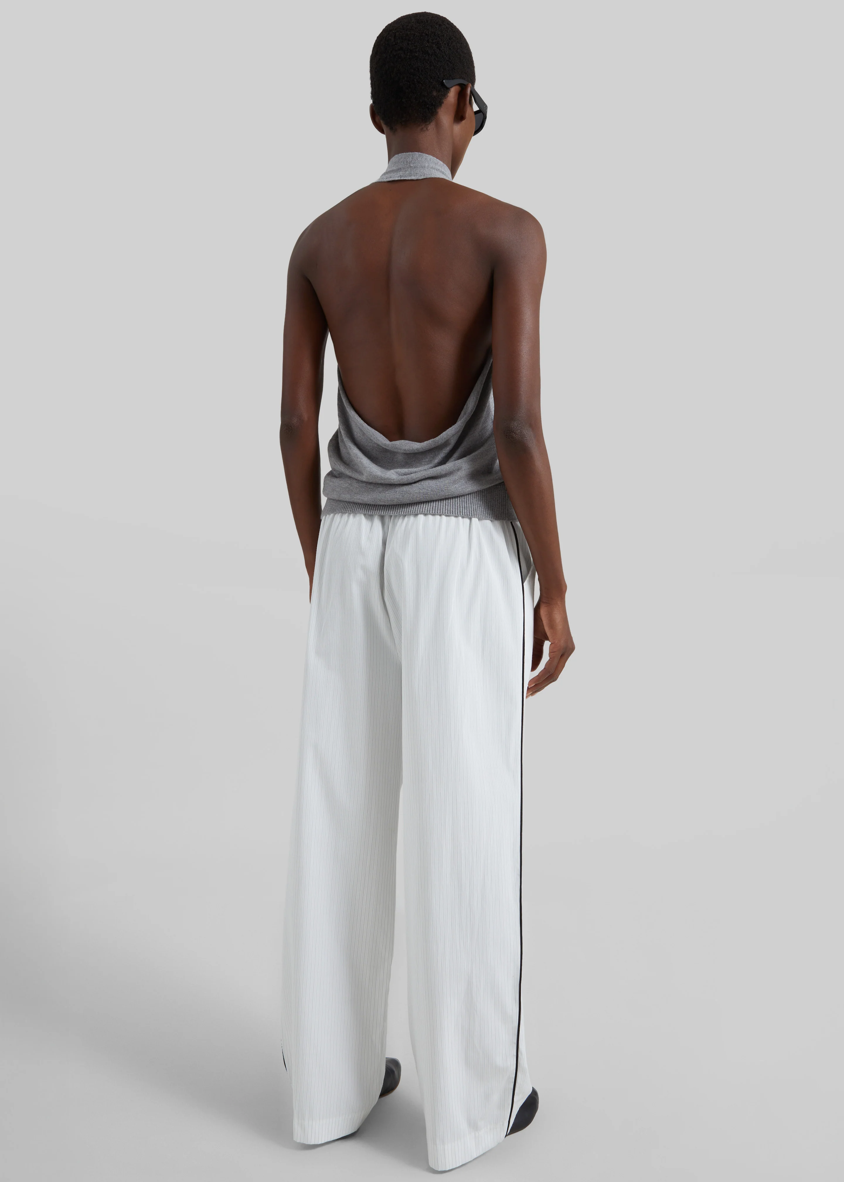 Porto Contrast Piped Pants - White/Black Stripe - Image 9