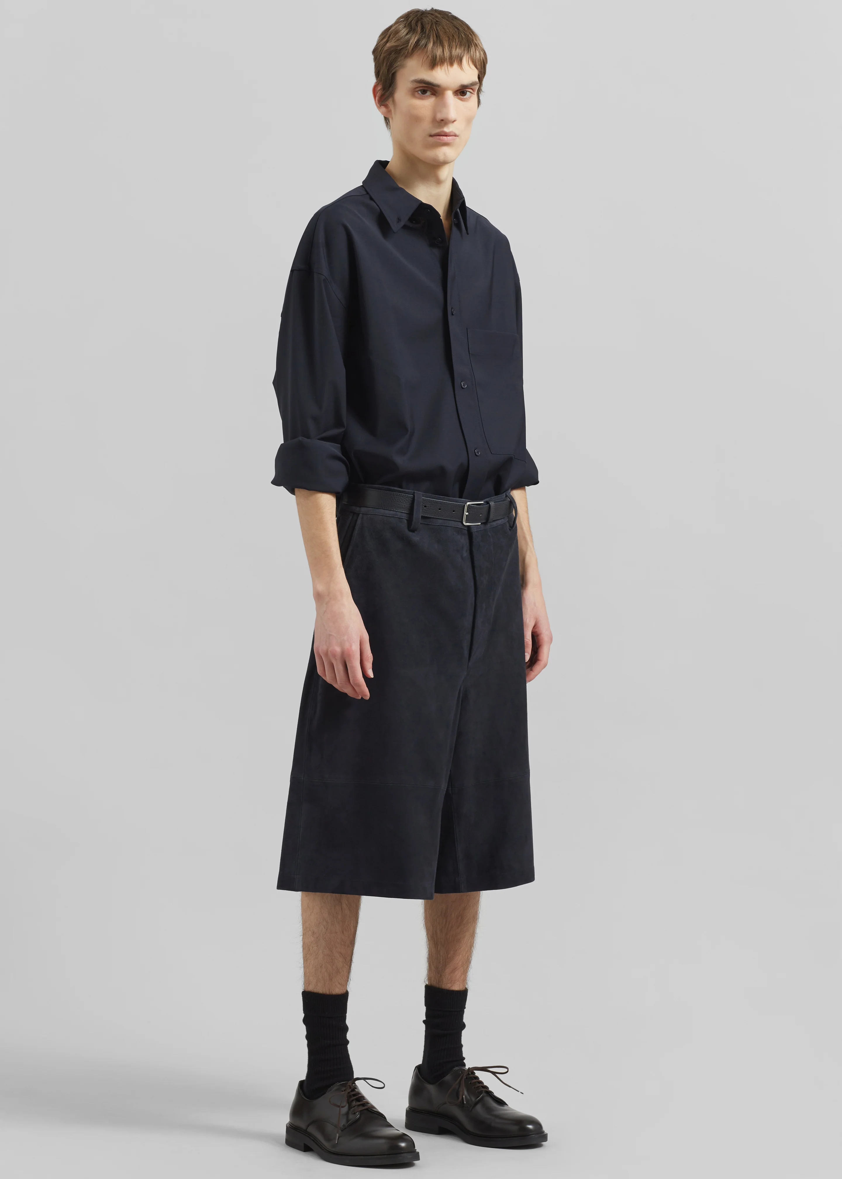 Radlett Suede Bermuda Shorts - Navy - Image 5