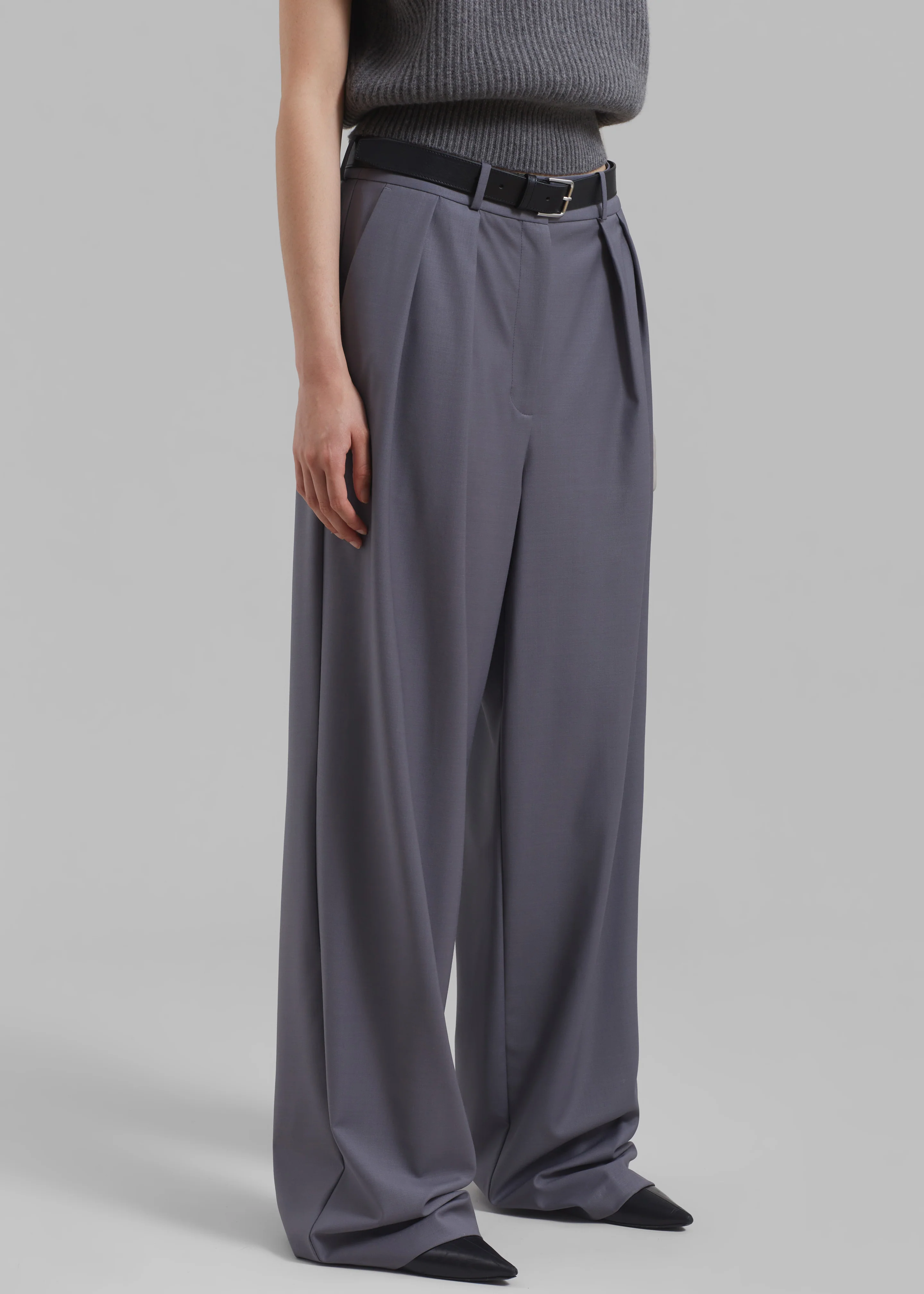 Ripley Pleated Trousers - Grey - Image 6