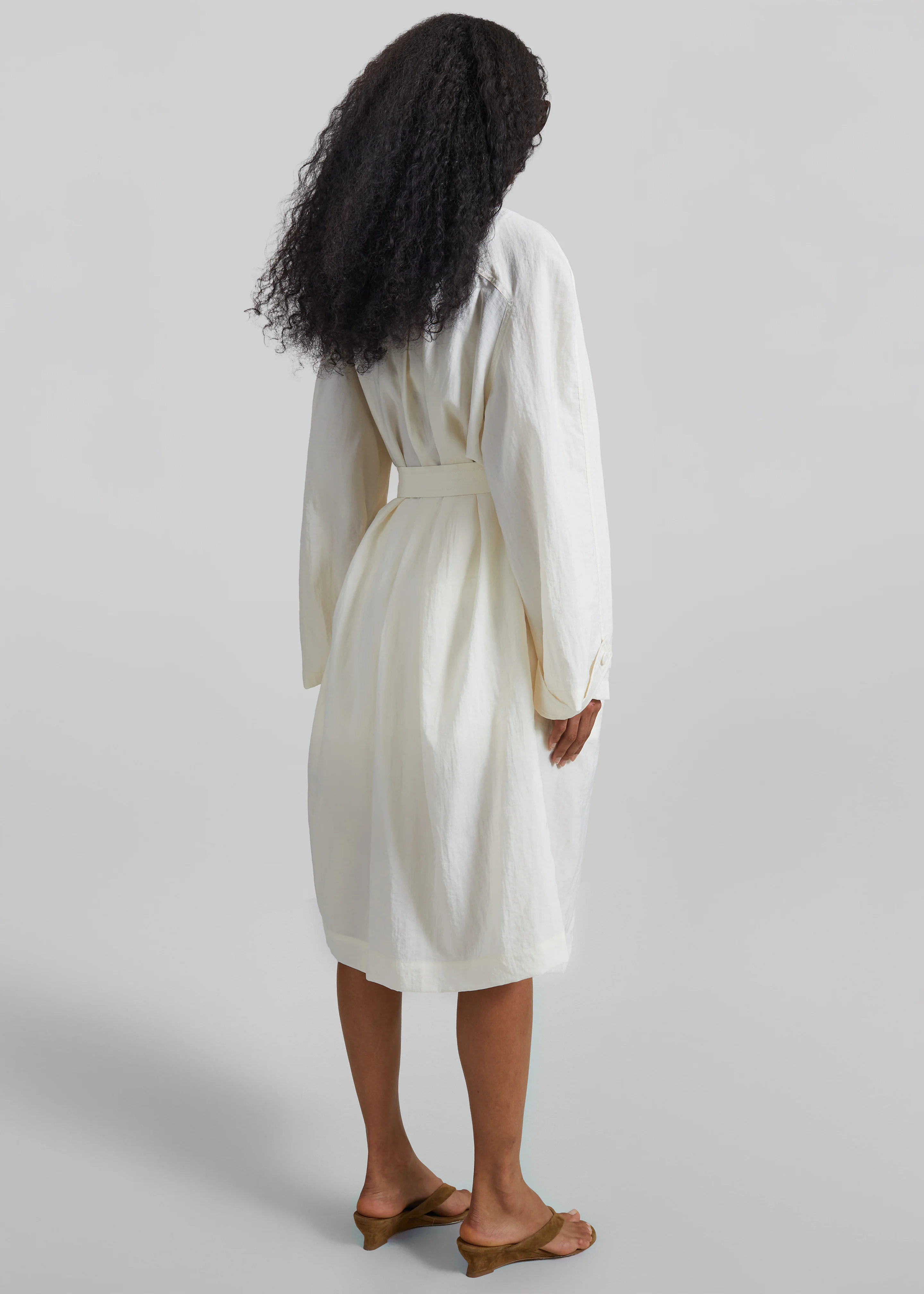 Rosora Sheer Fluid Trench Coat - Cream - Image 8