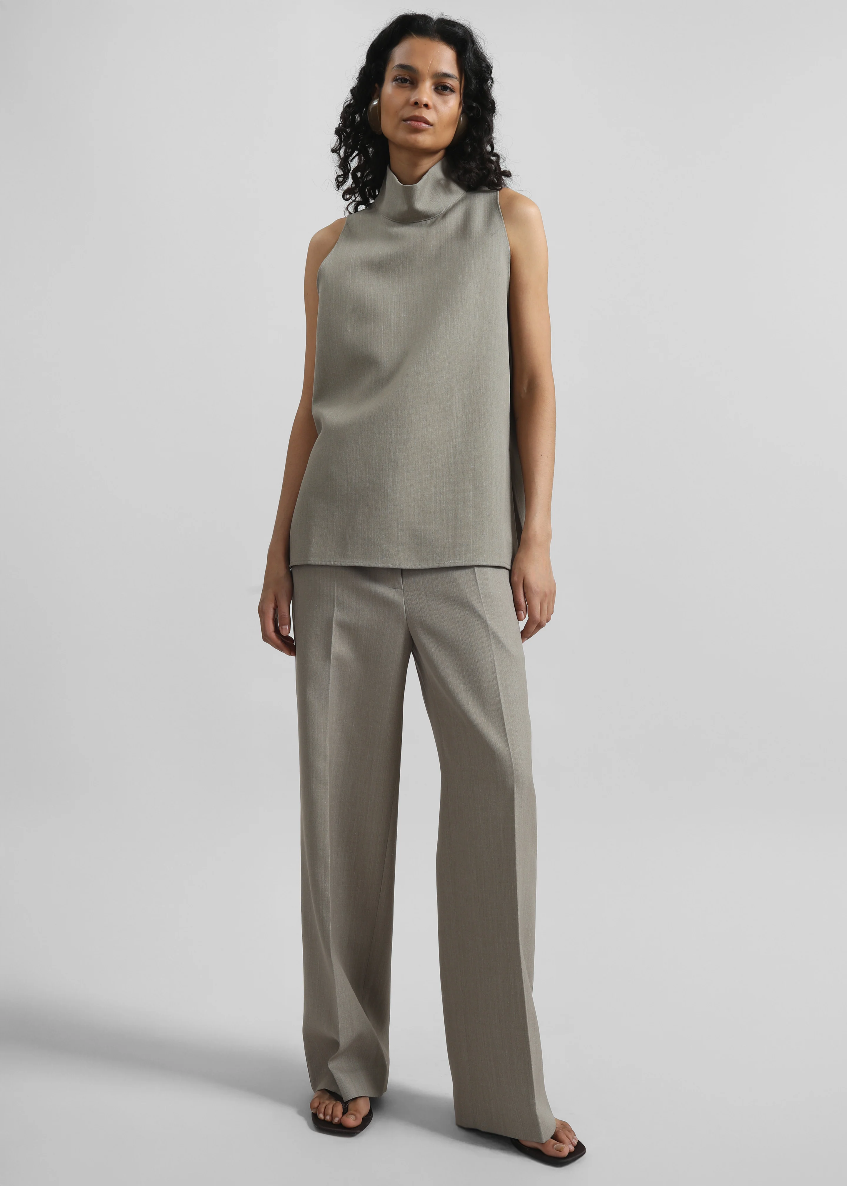 Salcott Mock Neck Top - Taupe - Image 3