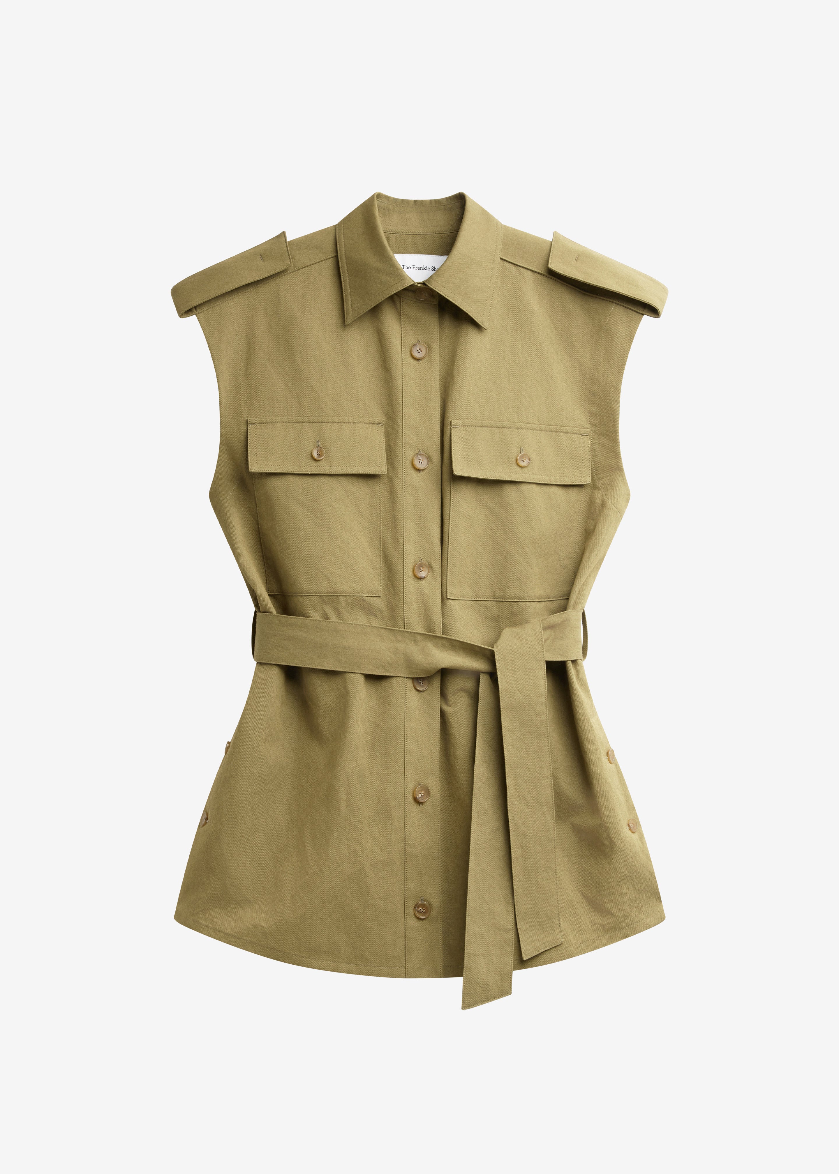 Sarah Sleeveless Cargo Mini Dress - Olive - Image 8
