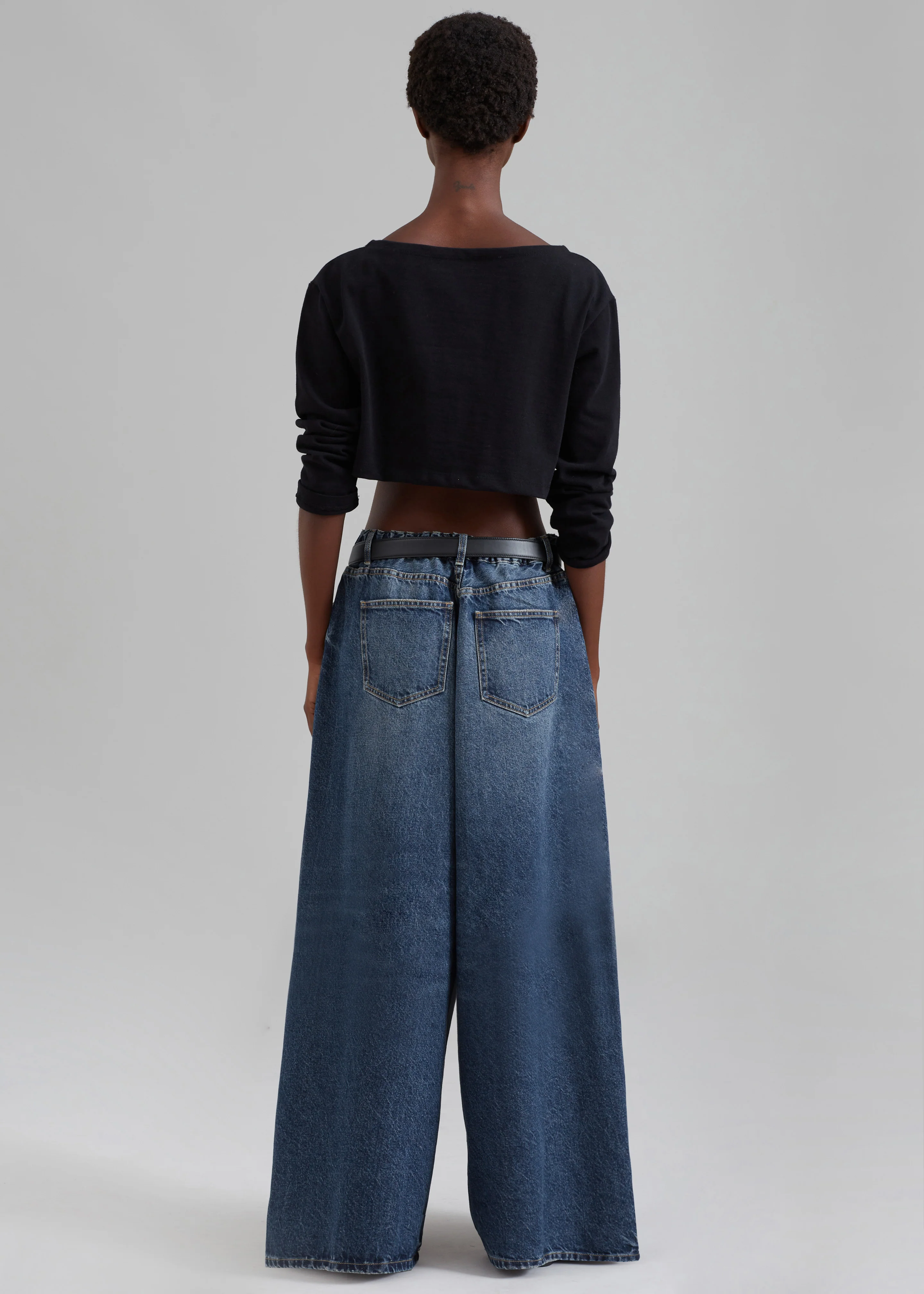 Sasha Wide Leg Jeans - Dark Blue - Image 7