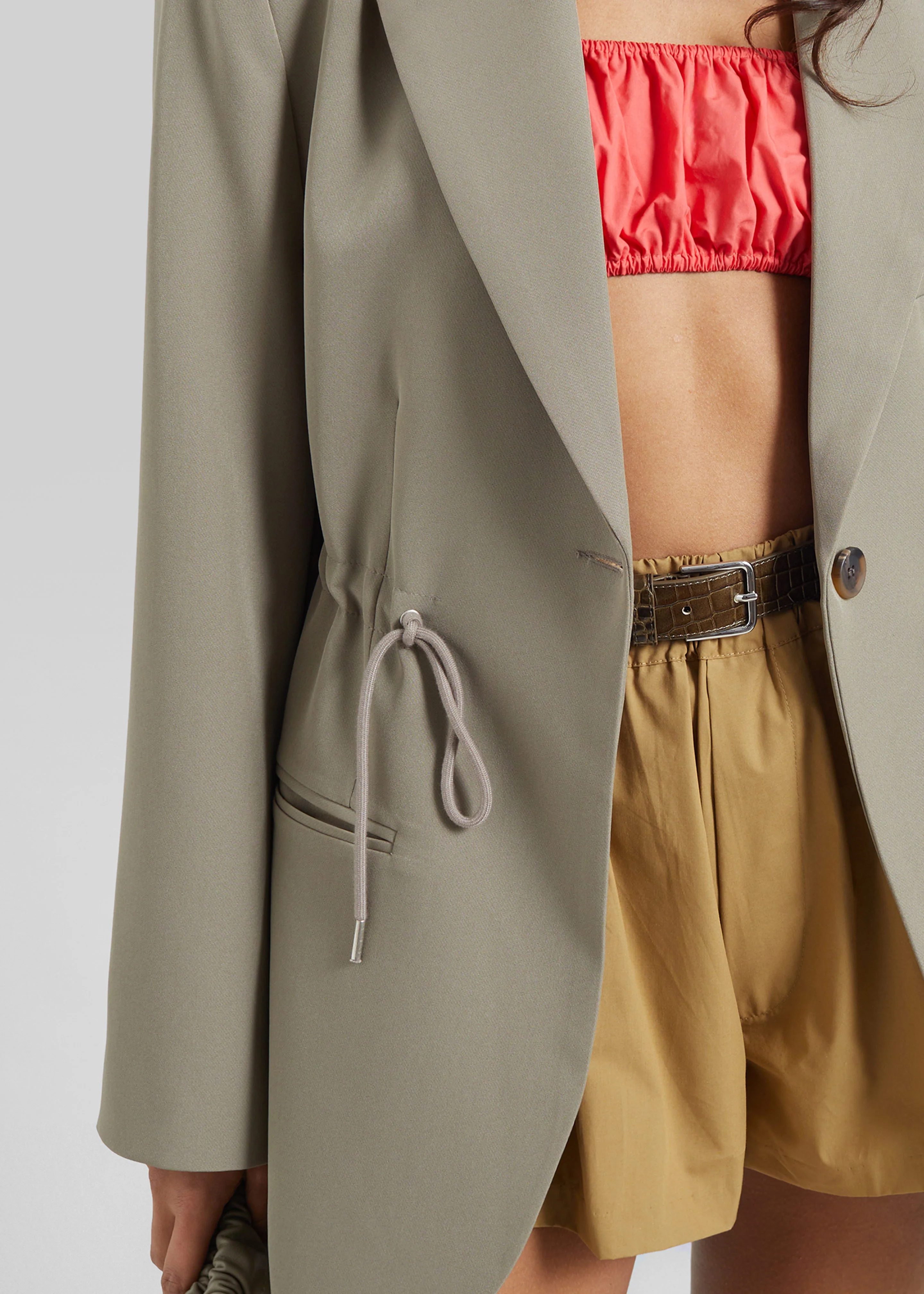 Sesma Drawstring Blazer - Pale Olive - Image 3
