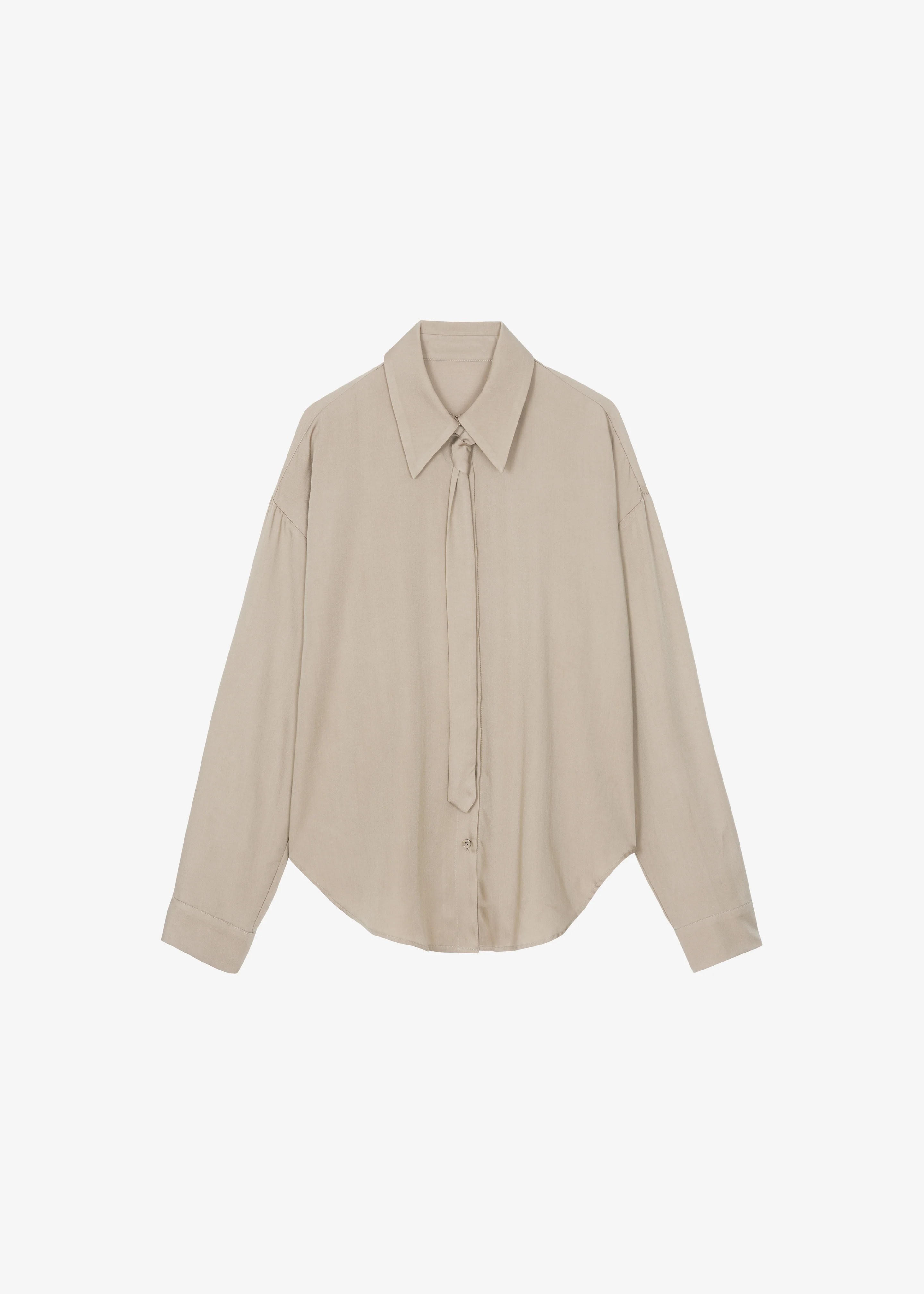 Silvan Neck Tie Shirt - Taupe - Image 11