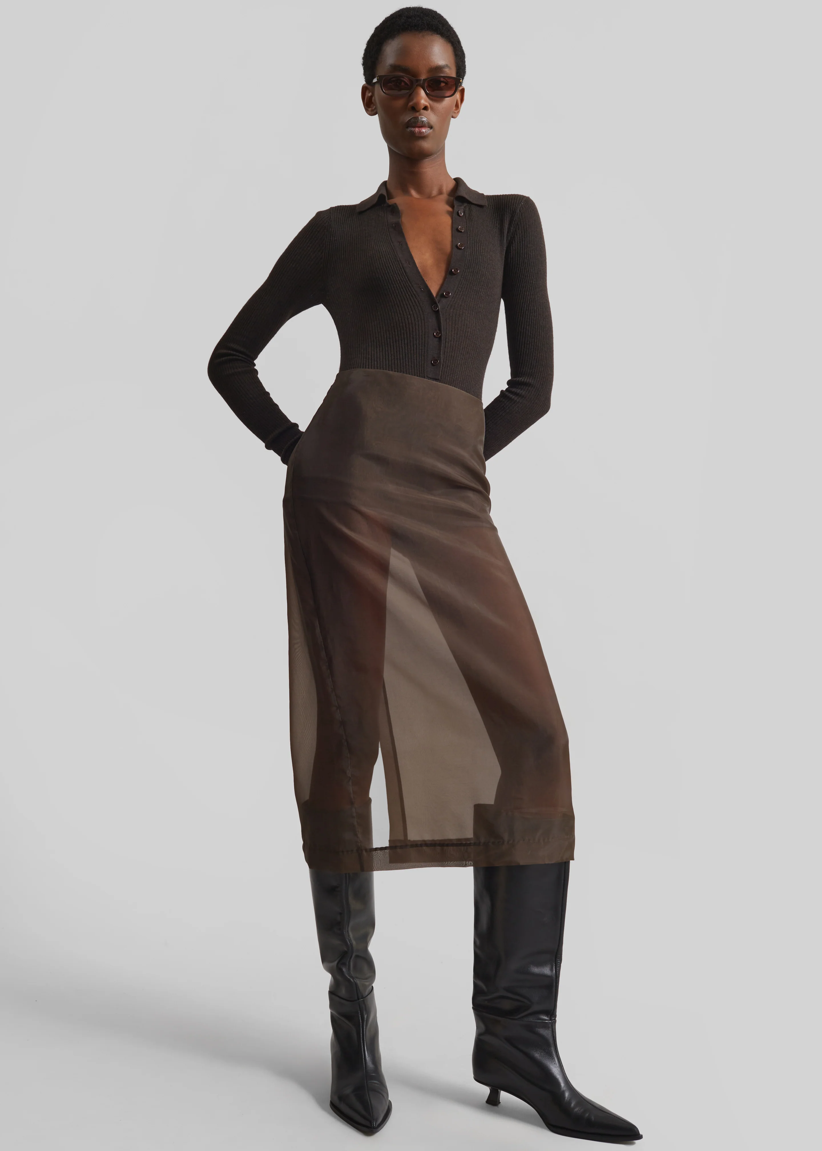 Solana Polo Bodysuit - Brown - Image 2