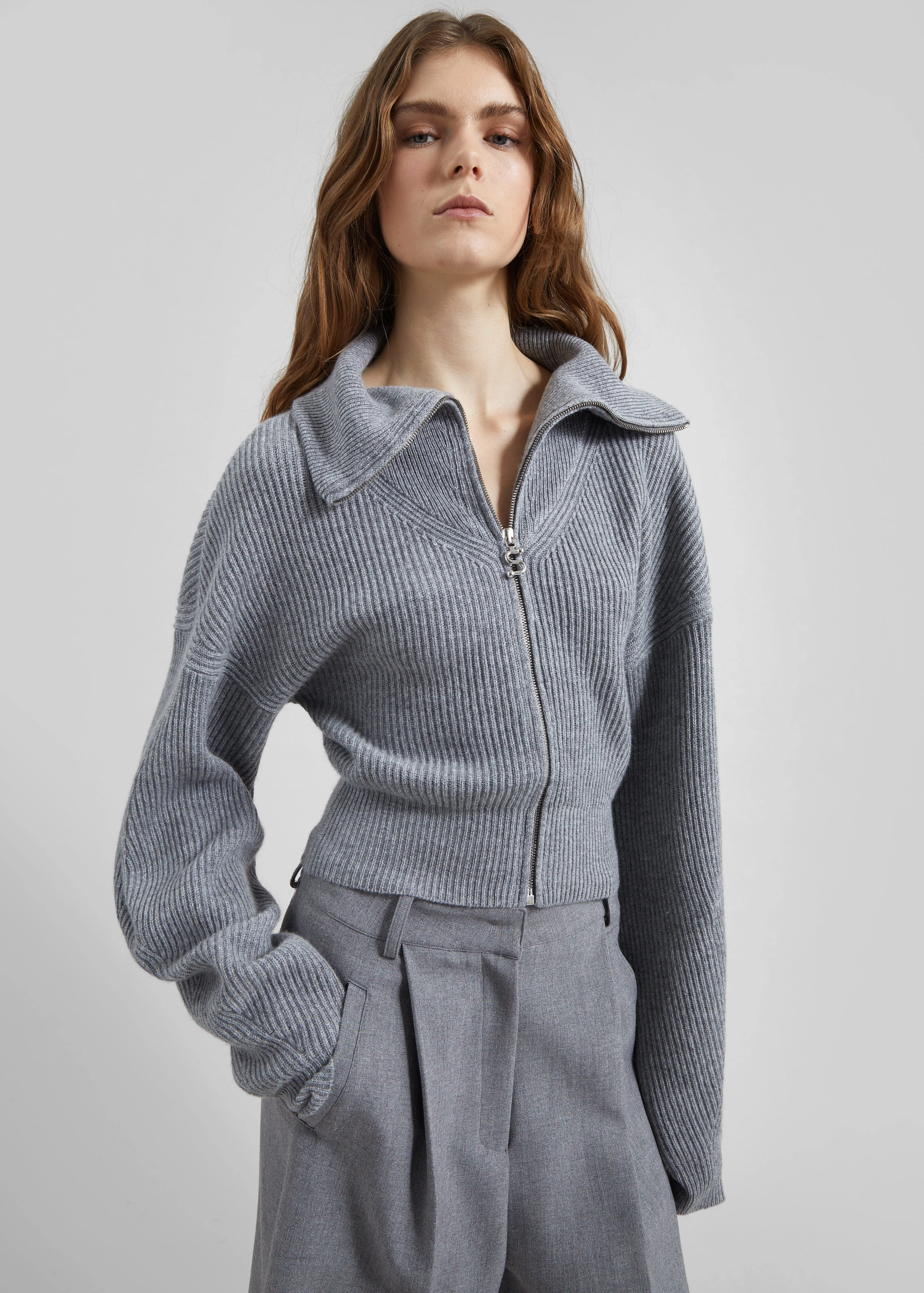 Sportmax Calipso Cashmere - Blend Cardigan - Medium Grey - Image 4