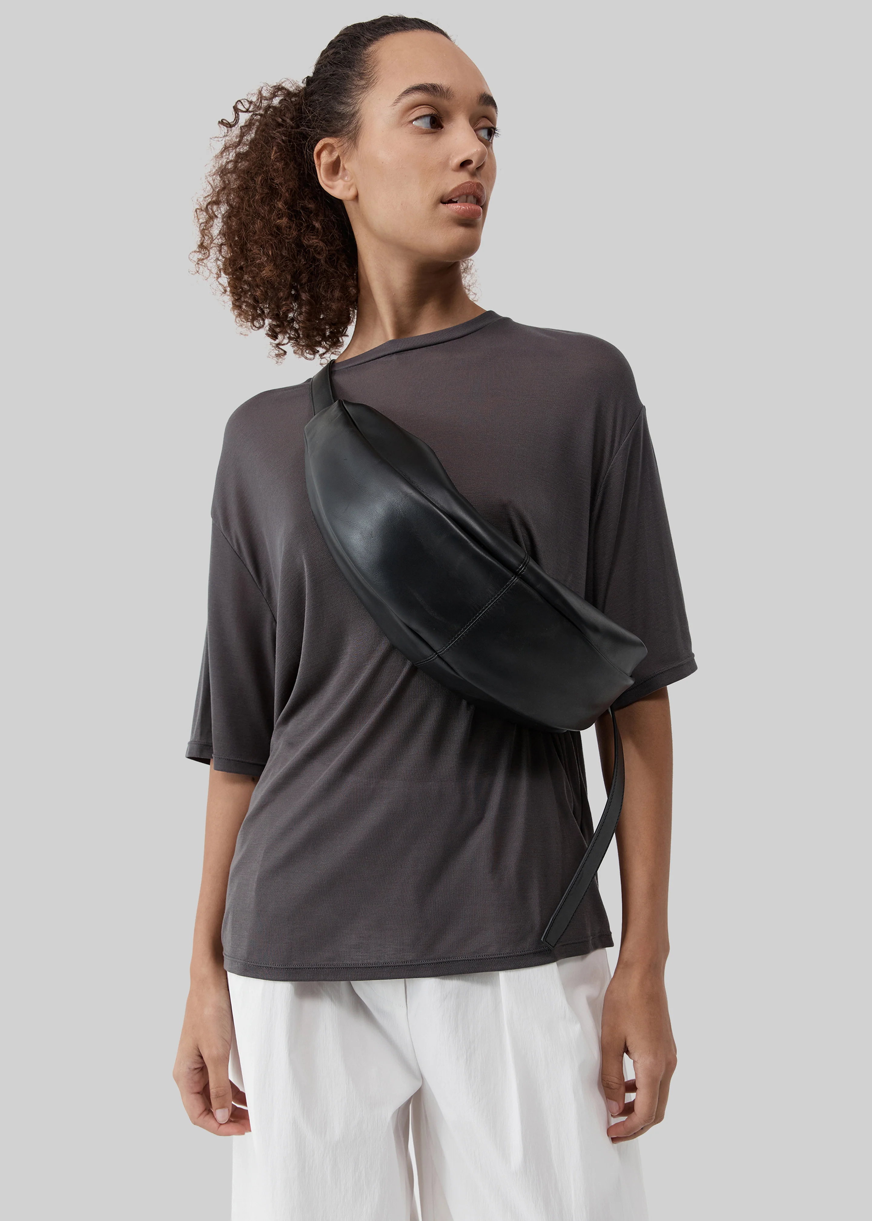 St. Agni Adjustable Slim Crescent Bag - Black - Image 2