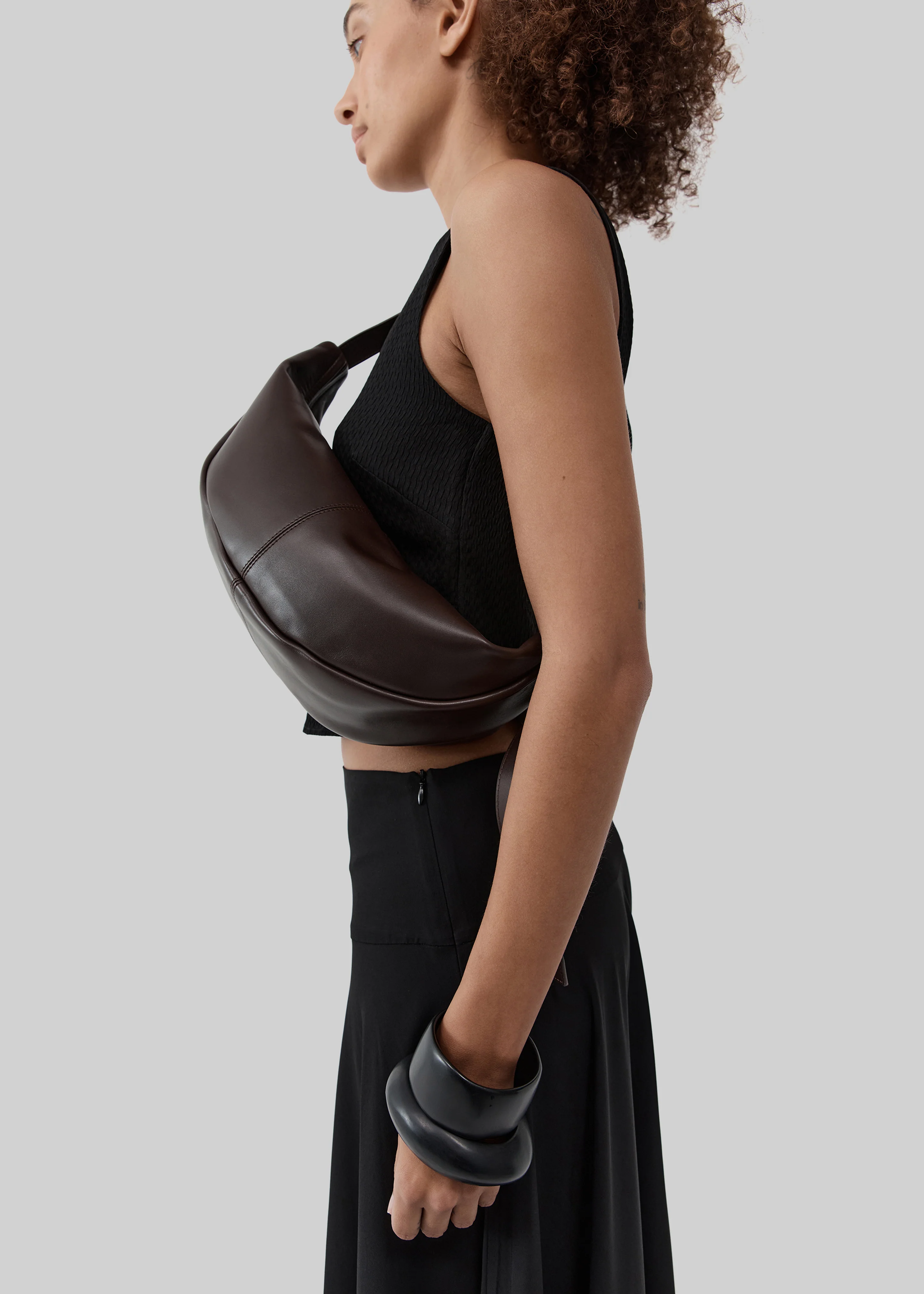 St. Agni Adjustable Slim Crescent Bag - Coffee - Image 3