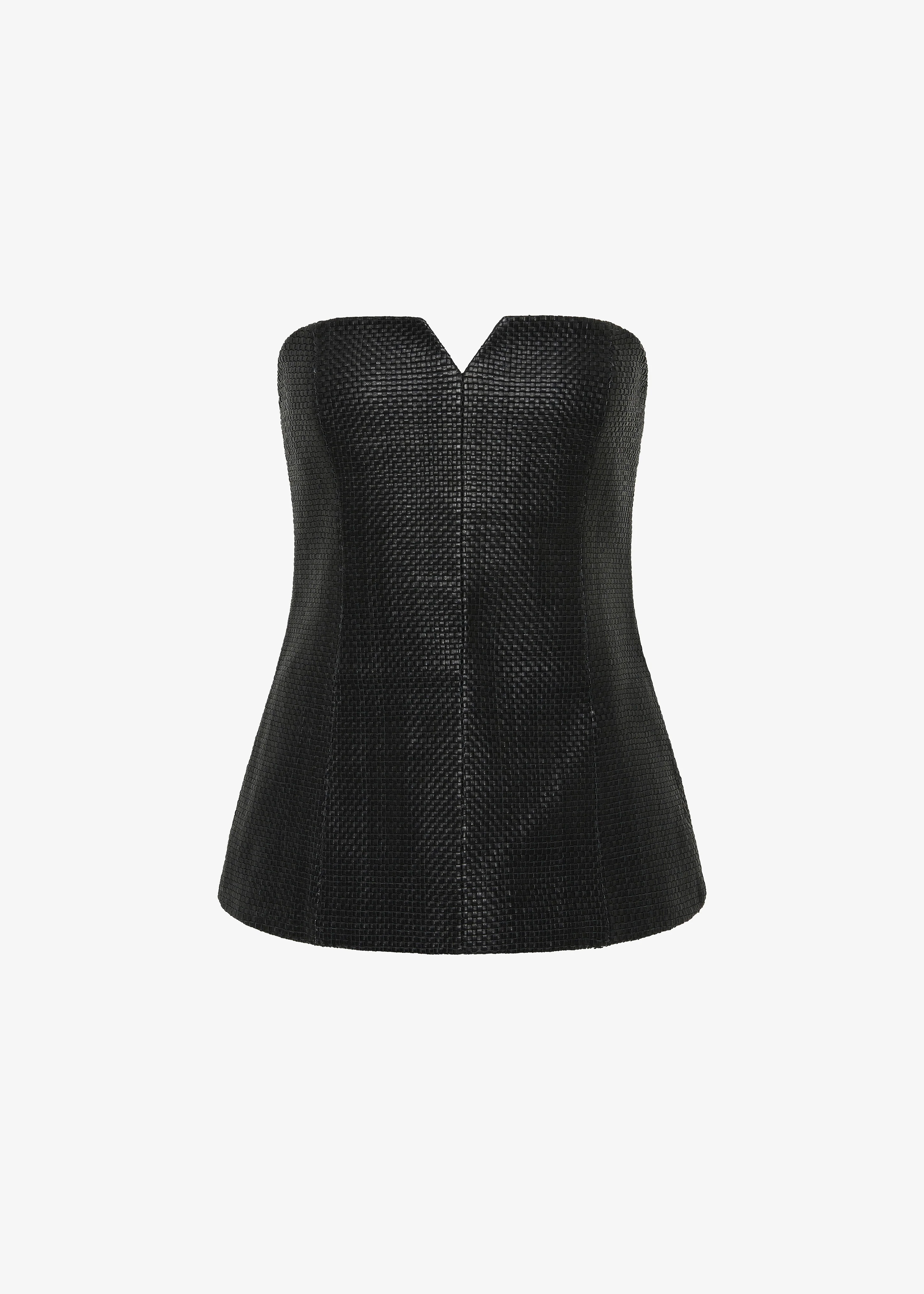 St. Agni Woven Leather Strapless Bodice - Black - Image 7