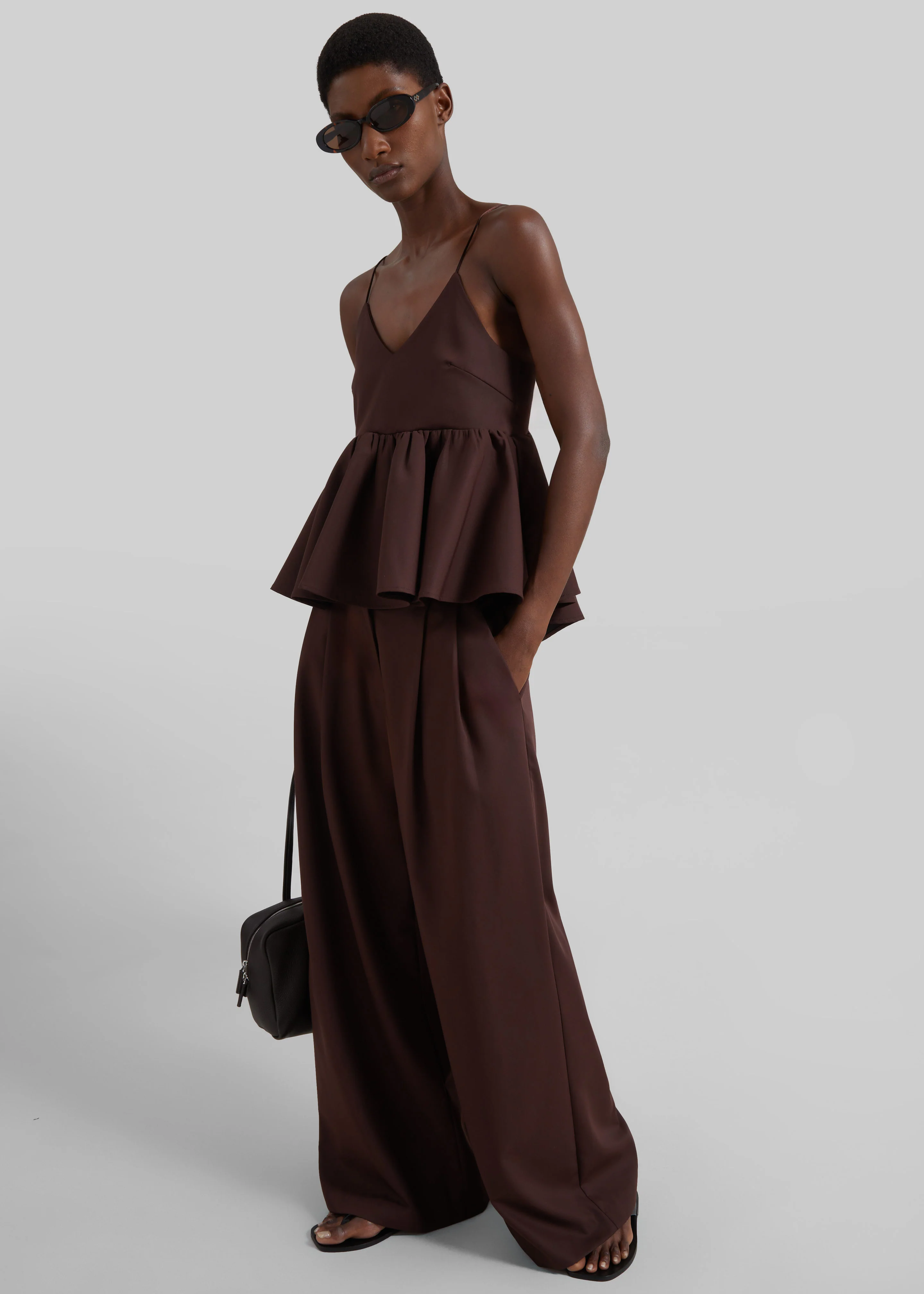 Taormina Peplum Top - Chocolate - Image 3