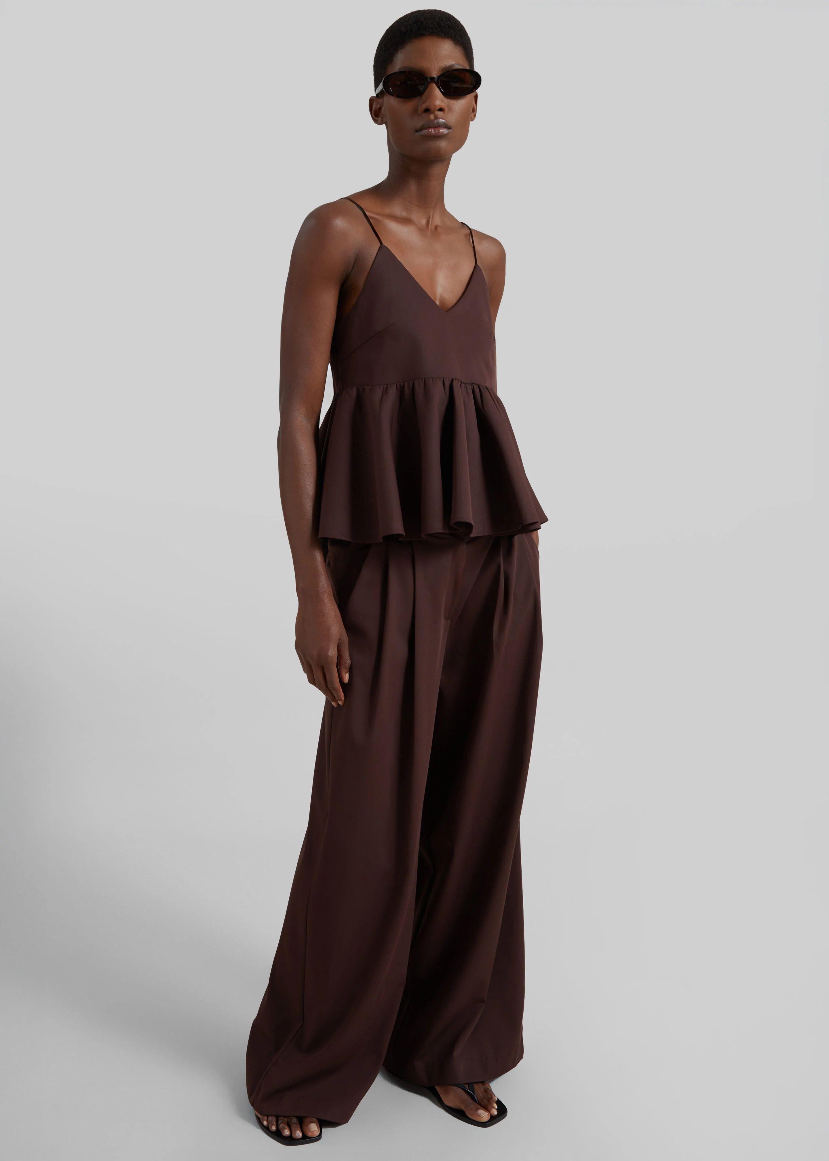 Taormina Peplum Top - Chocolate - Image 6