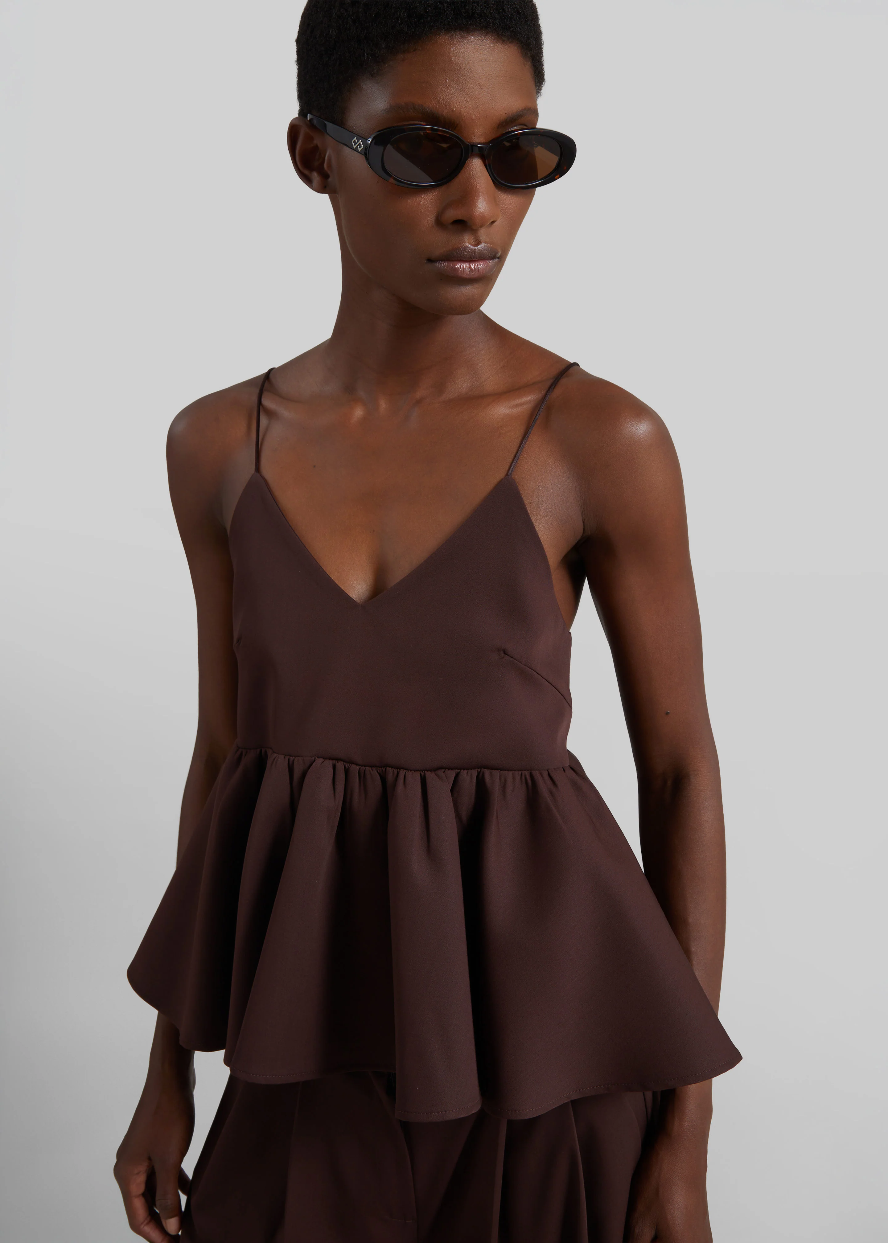 Taormina Peplum Top - Chocolate - Image 8
