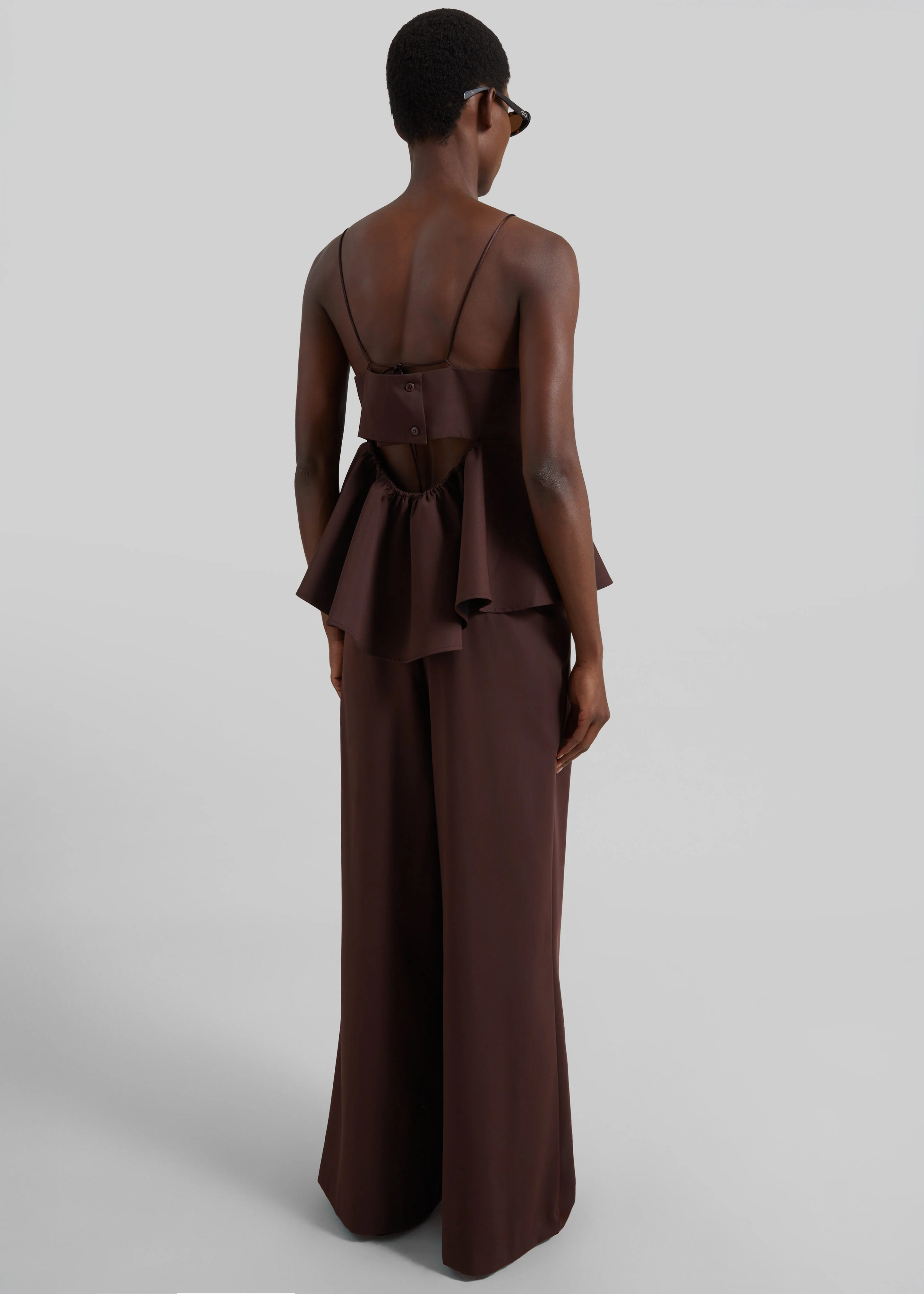 Taormina Peplum Top - Chocolate - Image 9