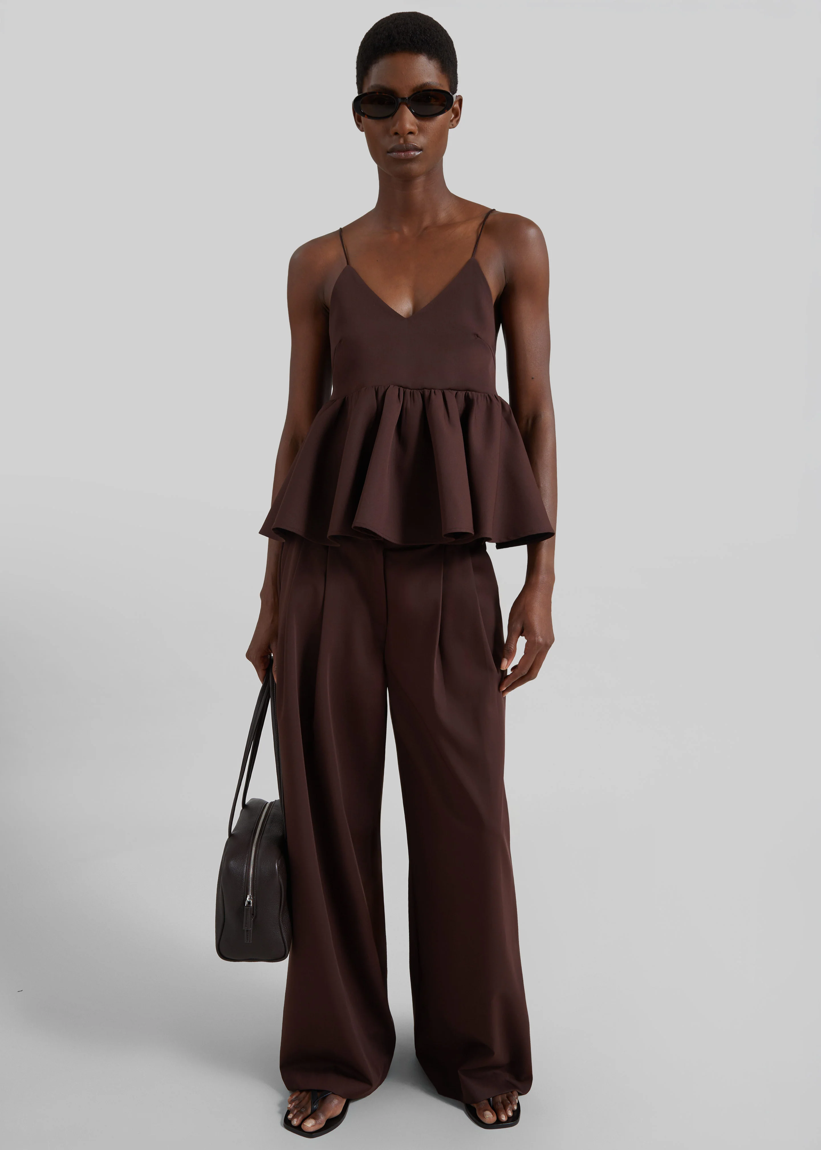 Taormina Pleated Trousers - Chocolate - Image 5