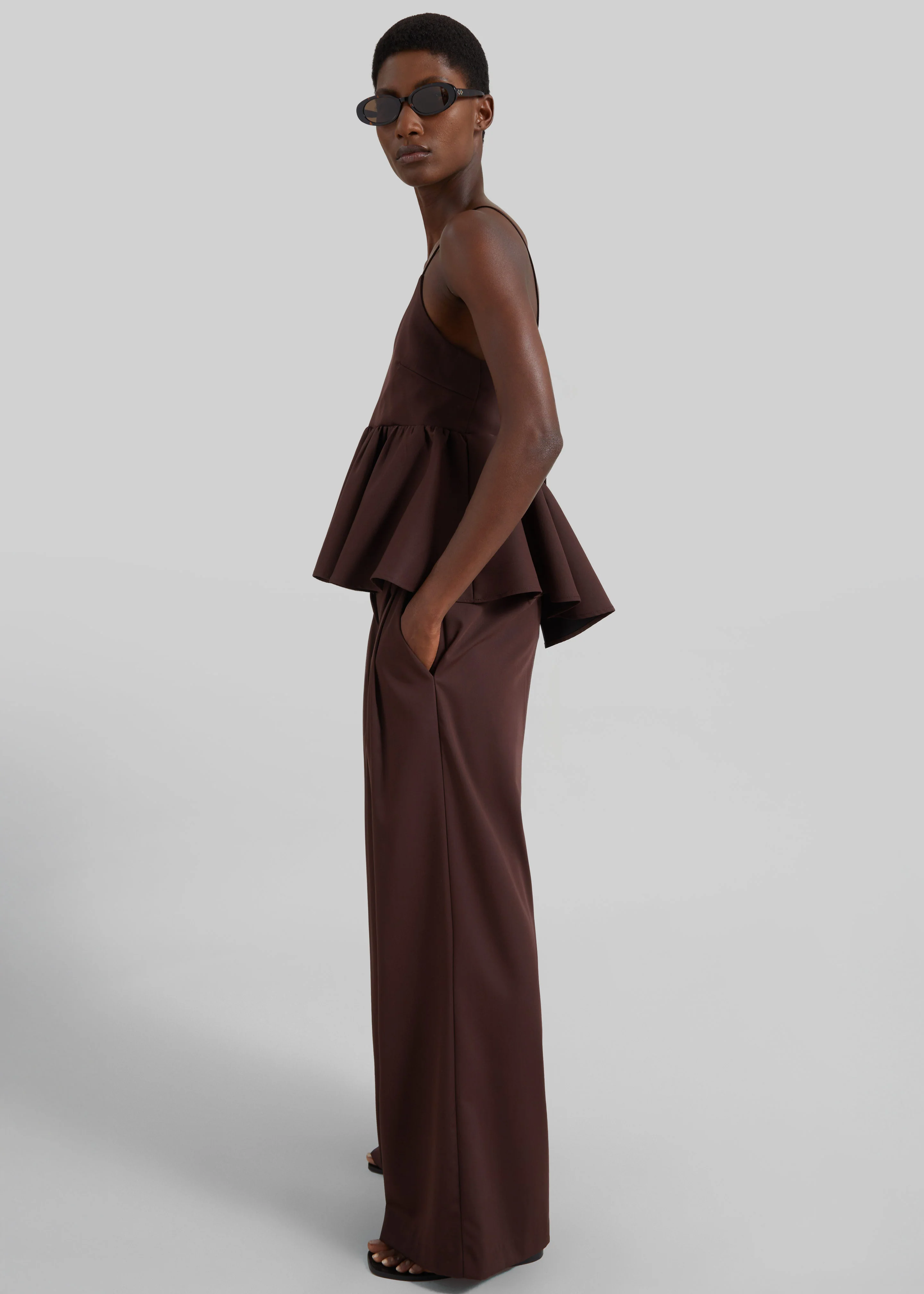Taormina Pleated Trousers - Chocolate - Image 6