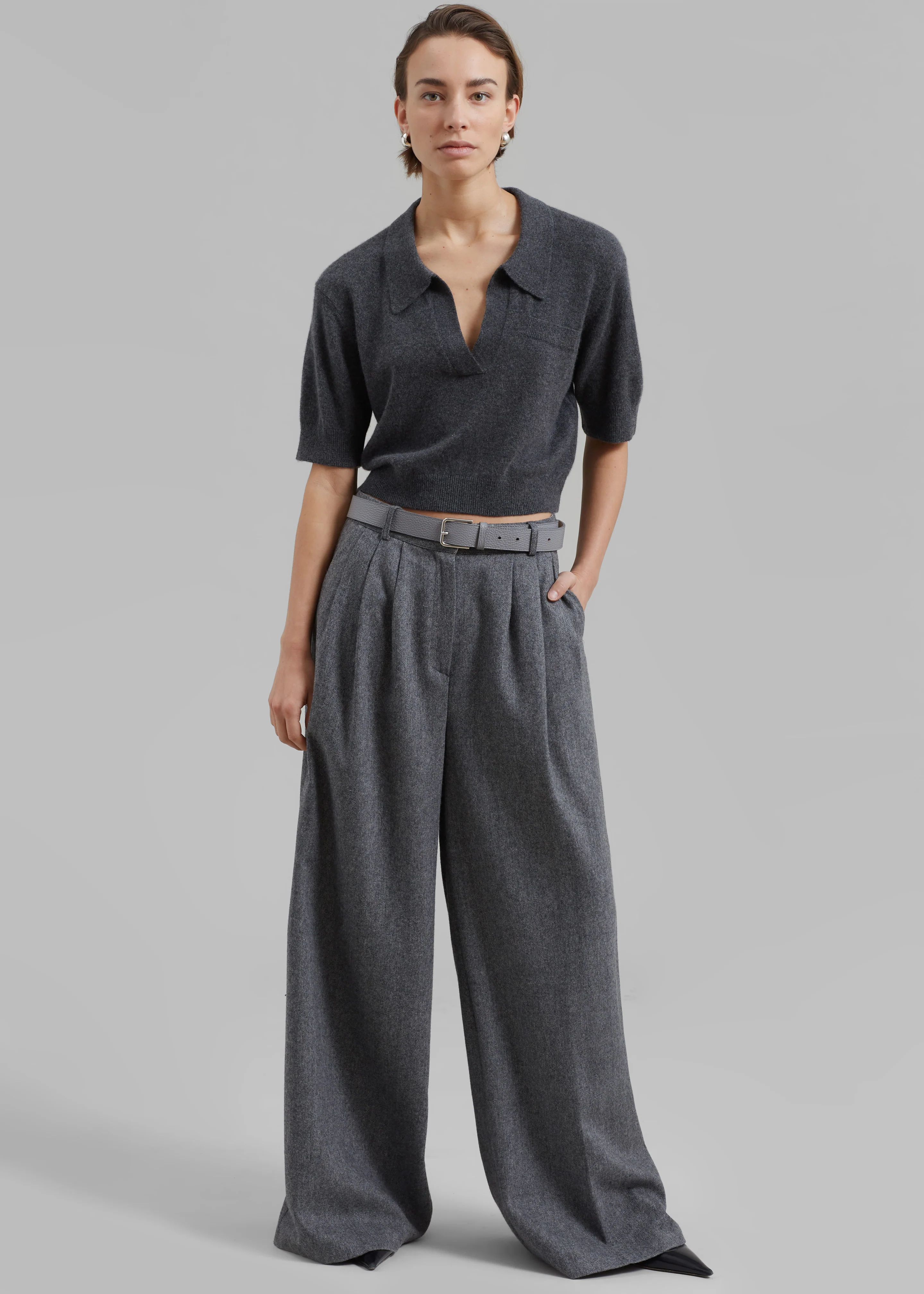 The Garment Piemonte Cropped Sweater - Grey Melange - Image 4