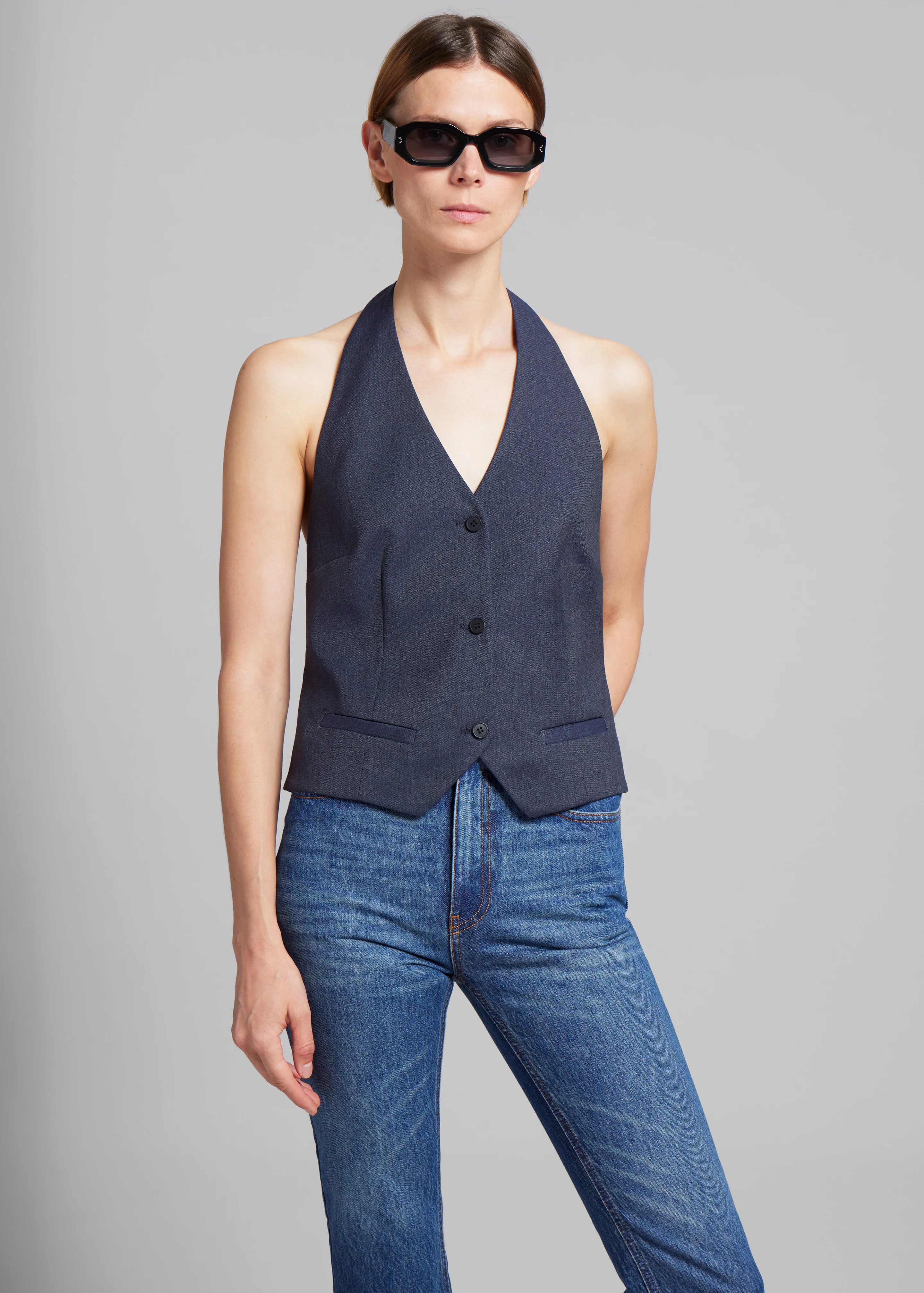 The Garment Pluto Halterneck Vest - Blue Melange - Image 6