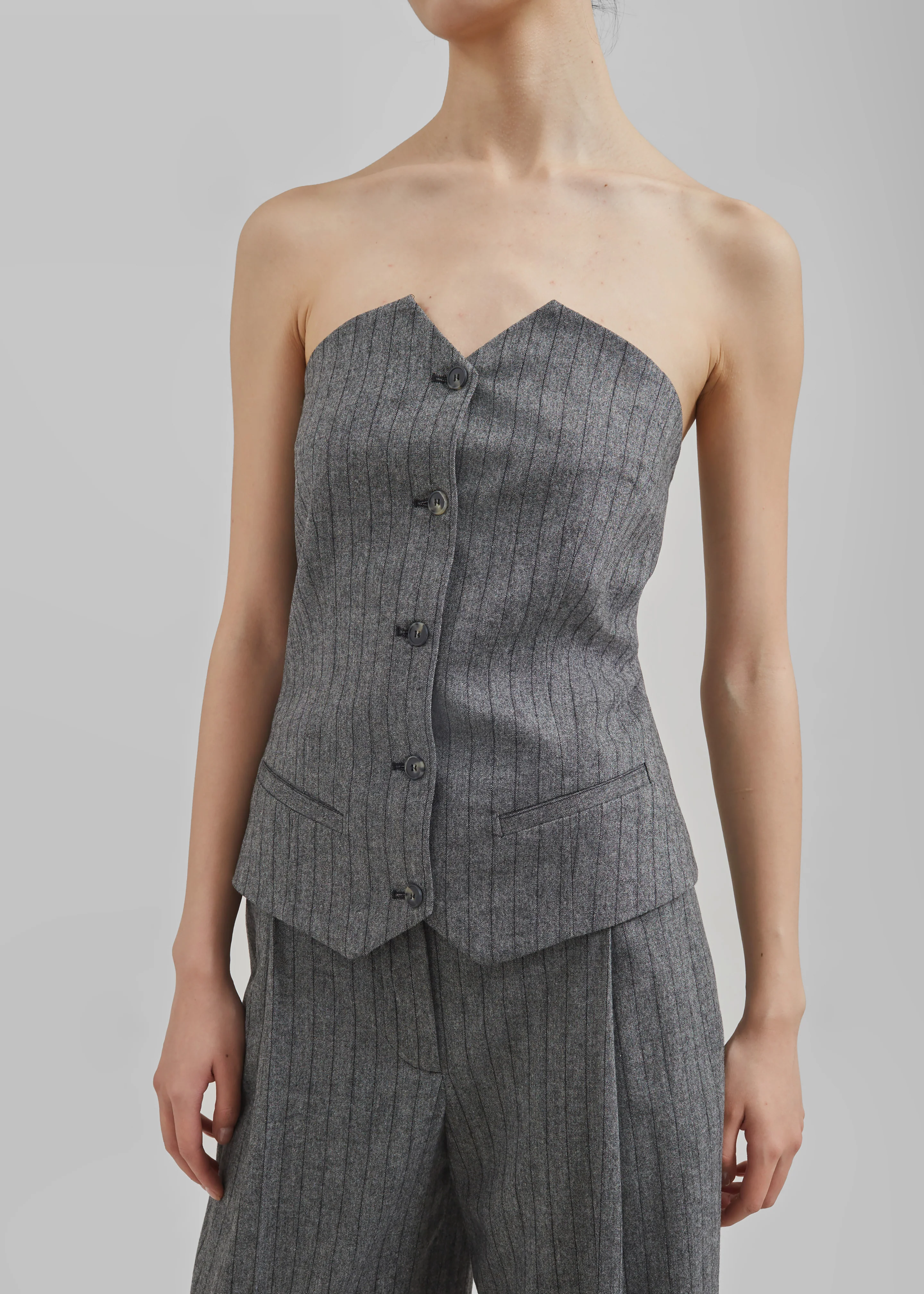 The Garment Tilda Tube Top - Grey/Black Stripe - Image 2