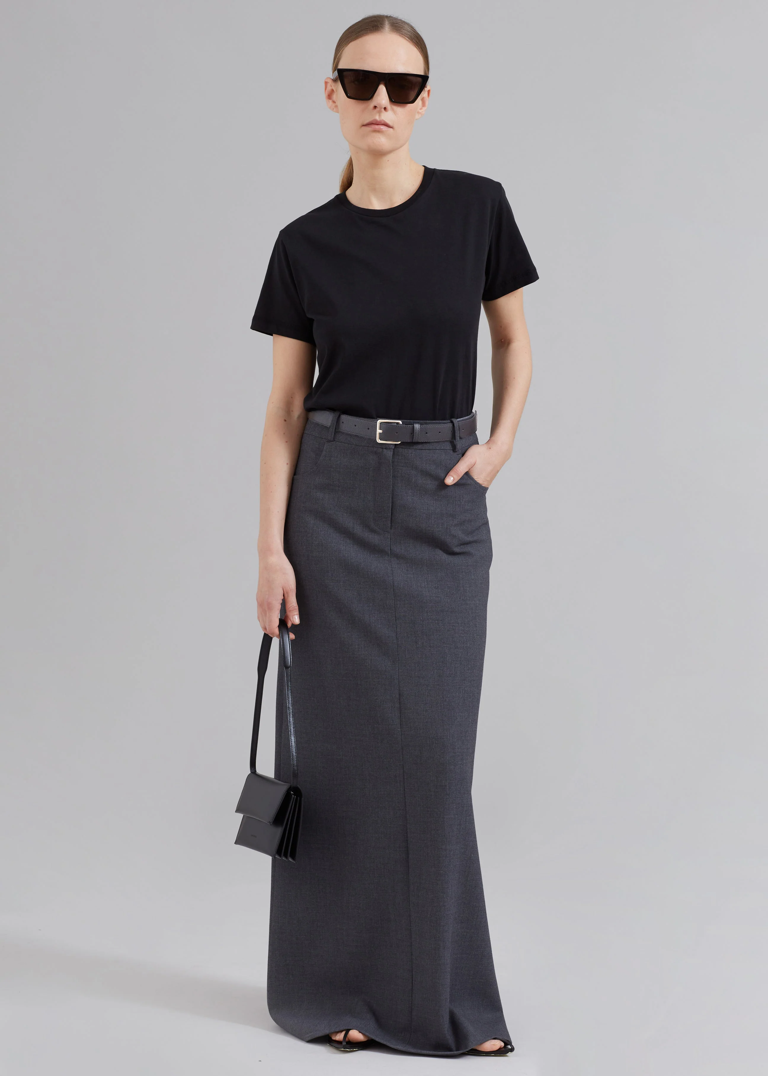 Toni Pebbled Leather Belt - Grey - Image 5