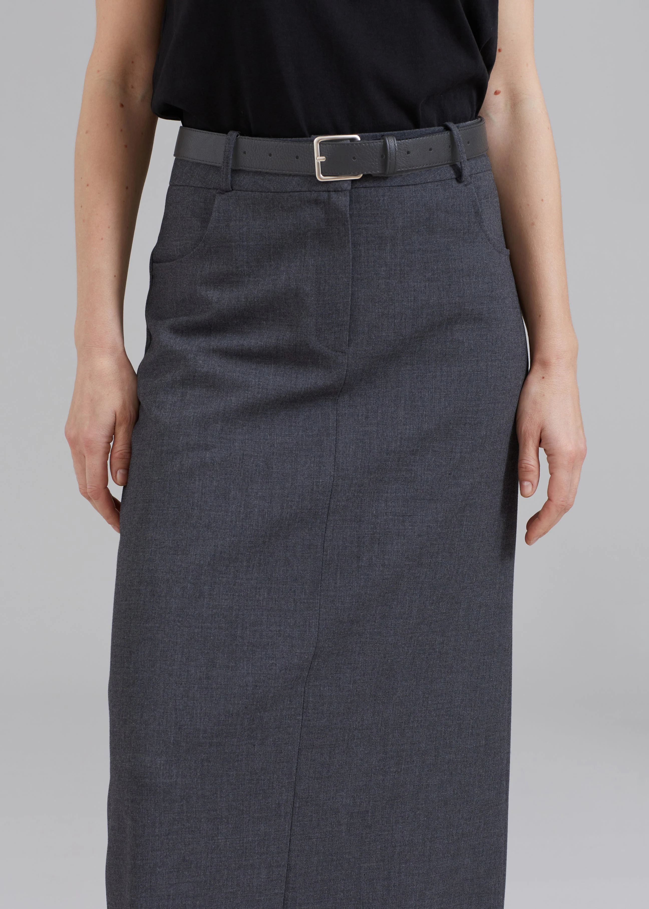 Toni Pebbled Leather Belt - Grey - Image 6