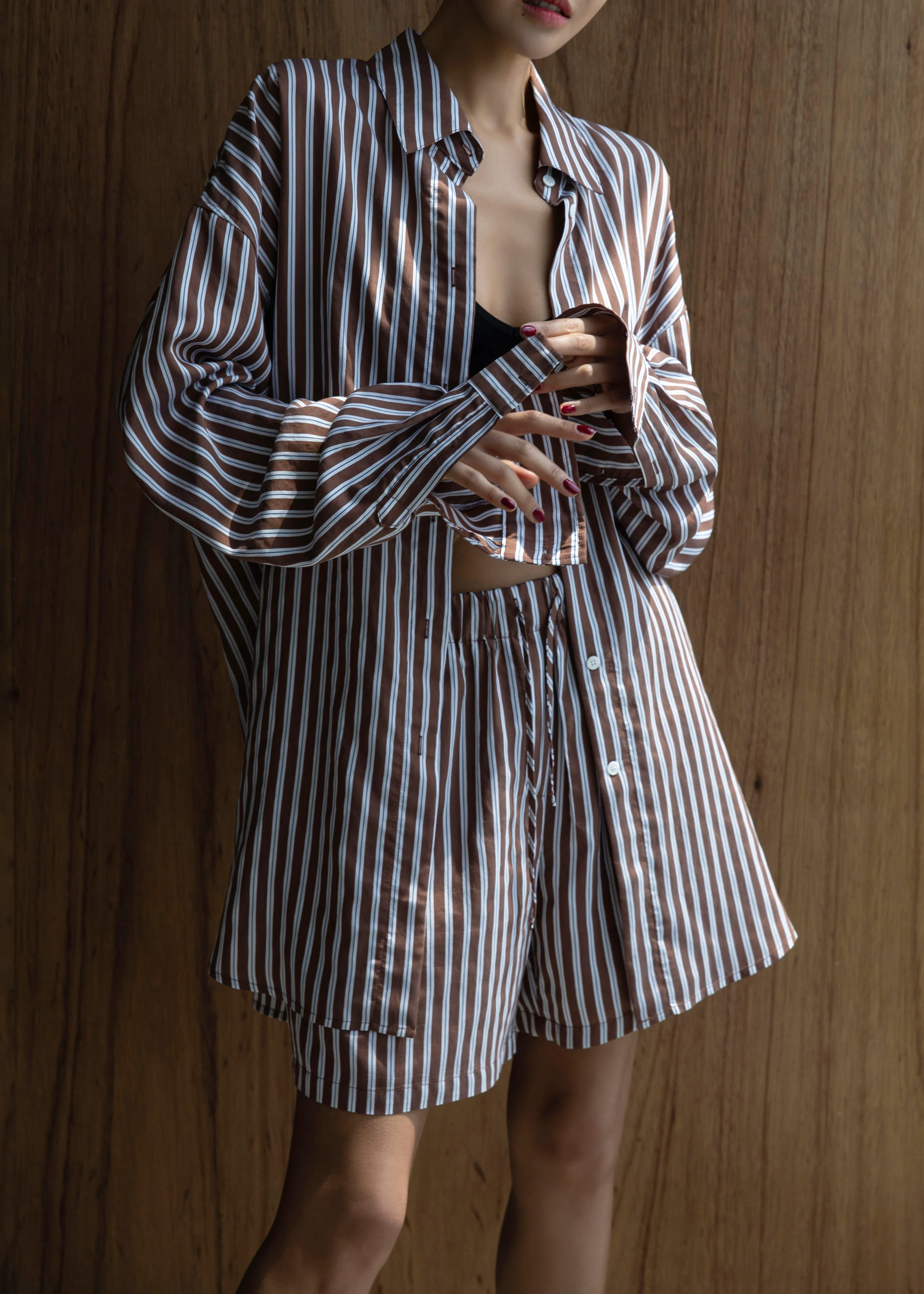 Toscane Oversized Shirt - Brown/White Stripe - Image 6
