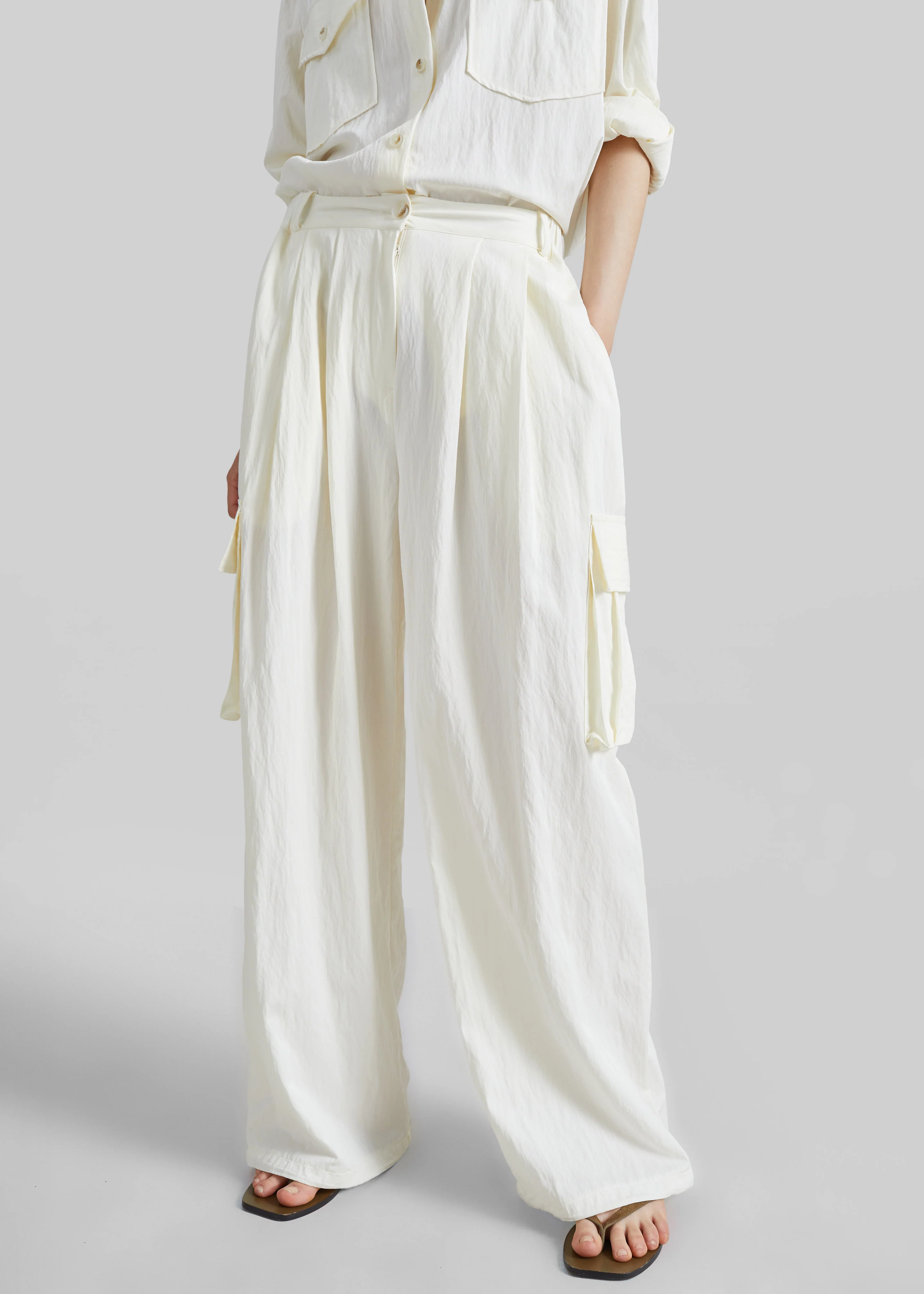 Trevi Textured Cargo Pants - Cream - Image 2
