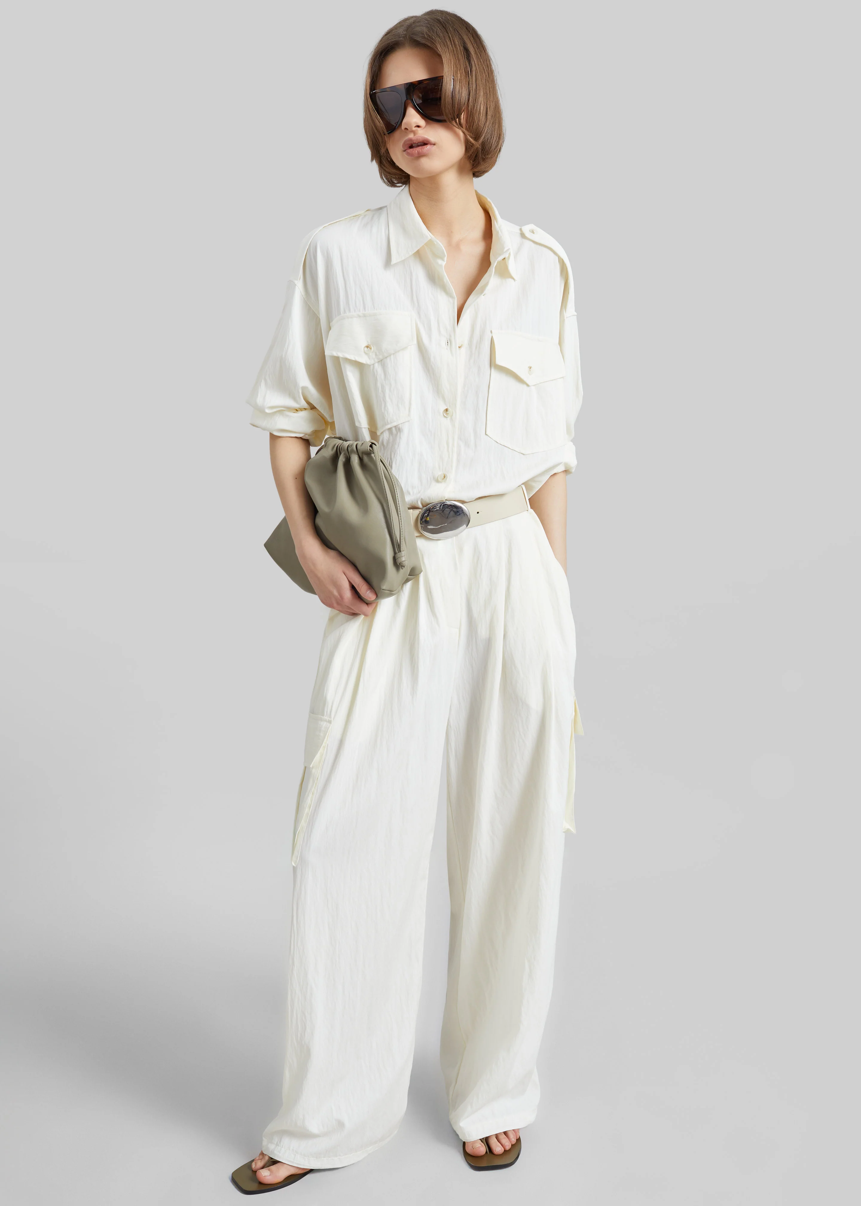 Trevi Textured Cargo Pants - Cream - Image 3