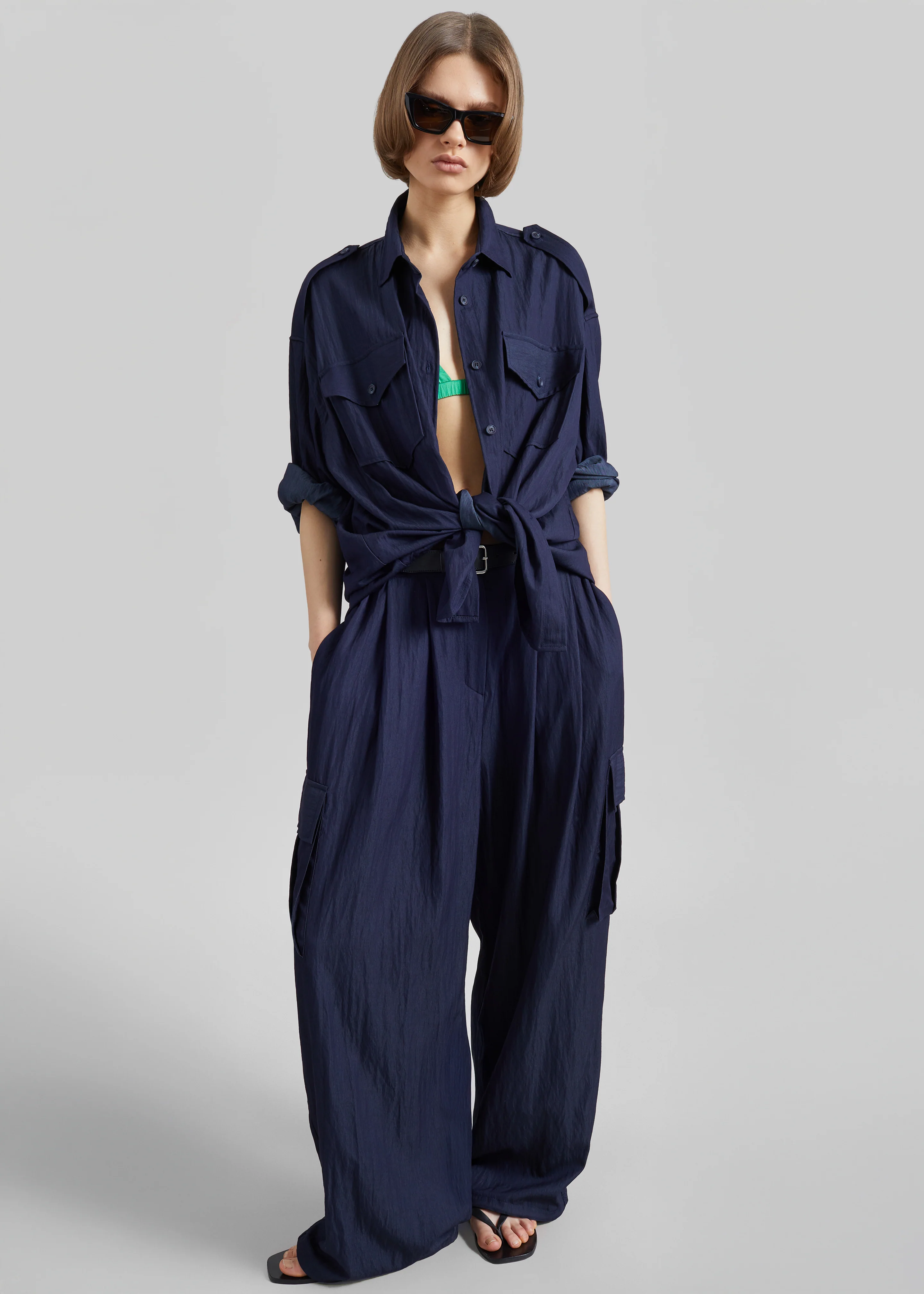 Trevi Textured Cargo Pants - Navy - Image 5