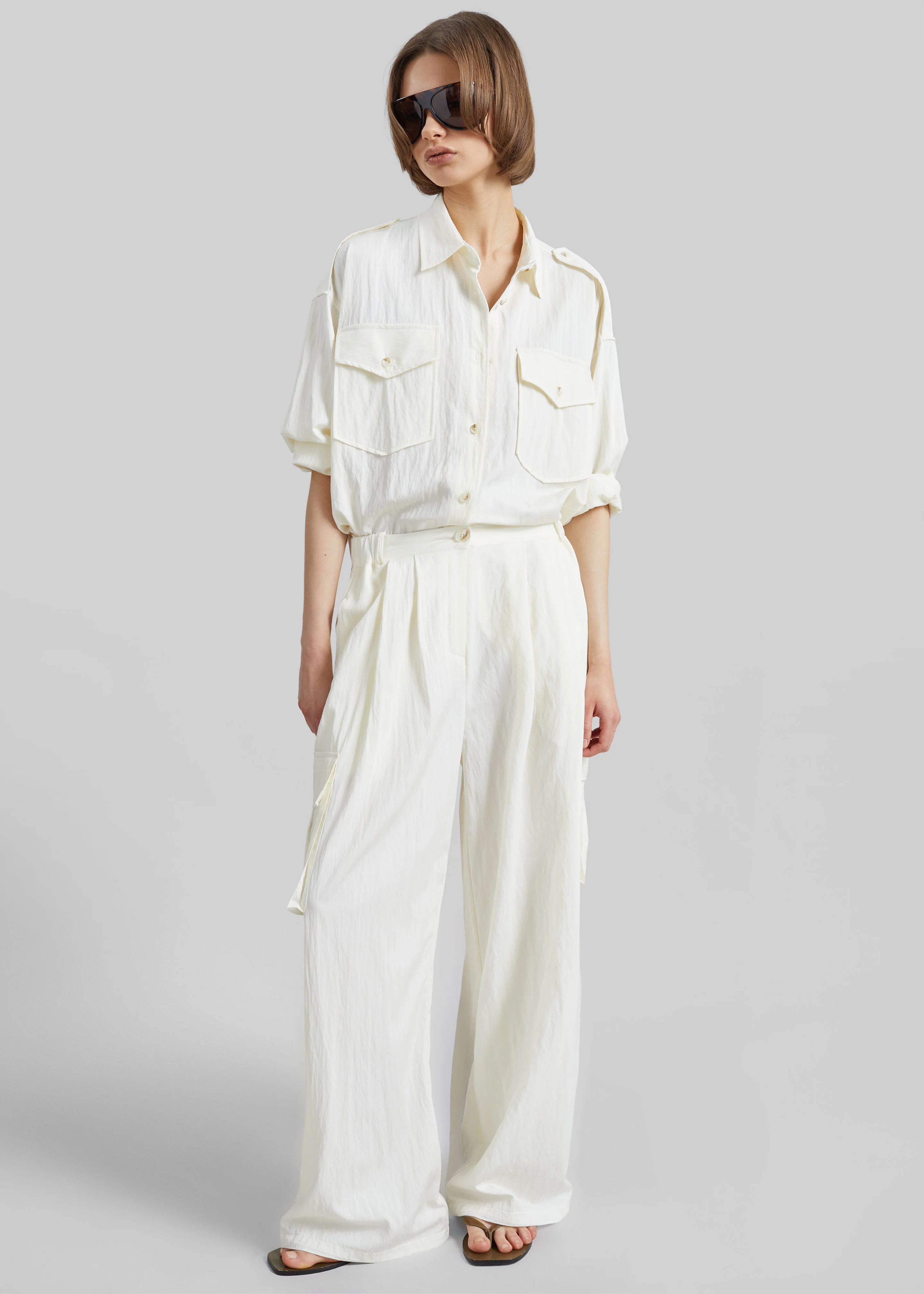 Trevi Textured Cargo Shirt - Cream - Image 4