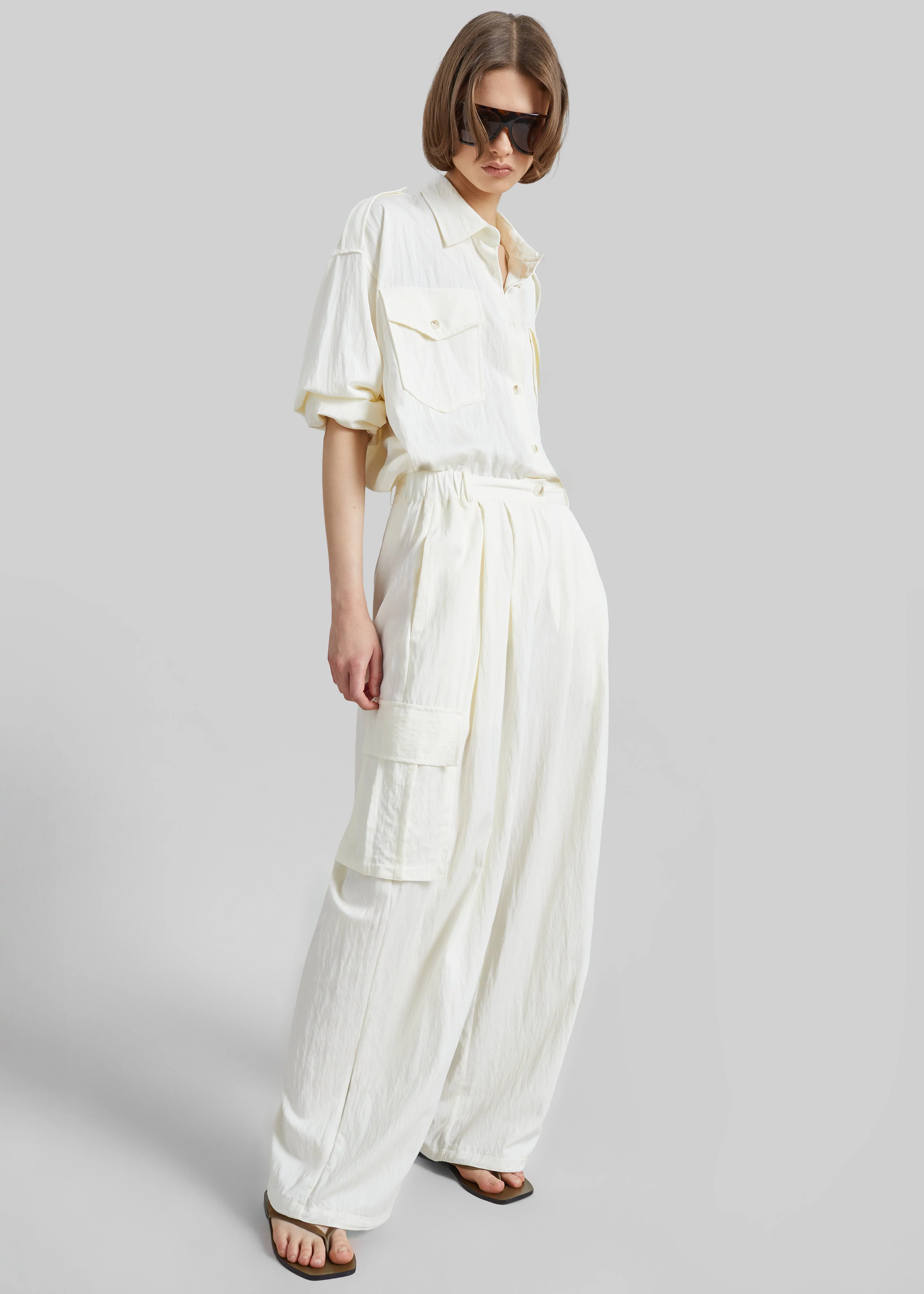 Trevi Textured Cargo Shirt - Cream - Image 6