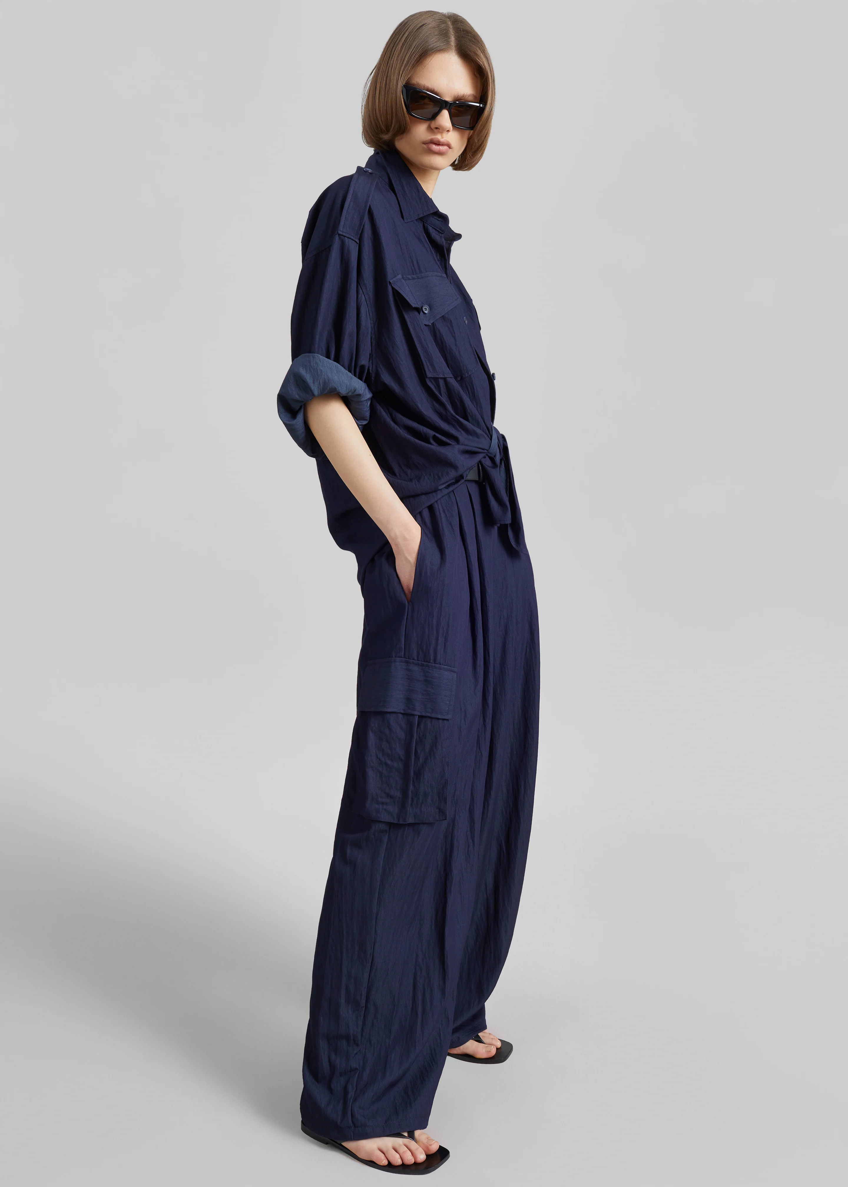 Trevi Textured Cargo Shirt - Navy - Image 5