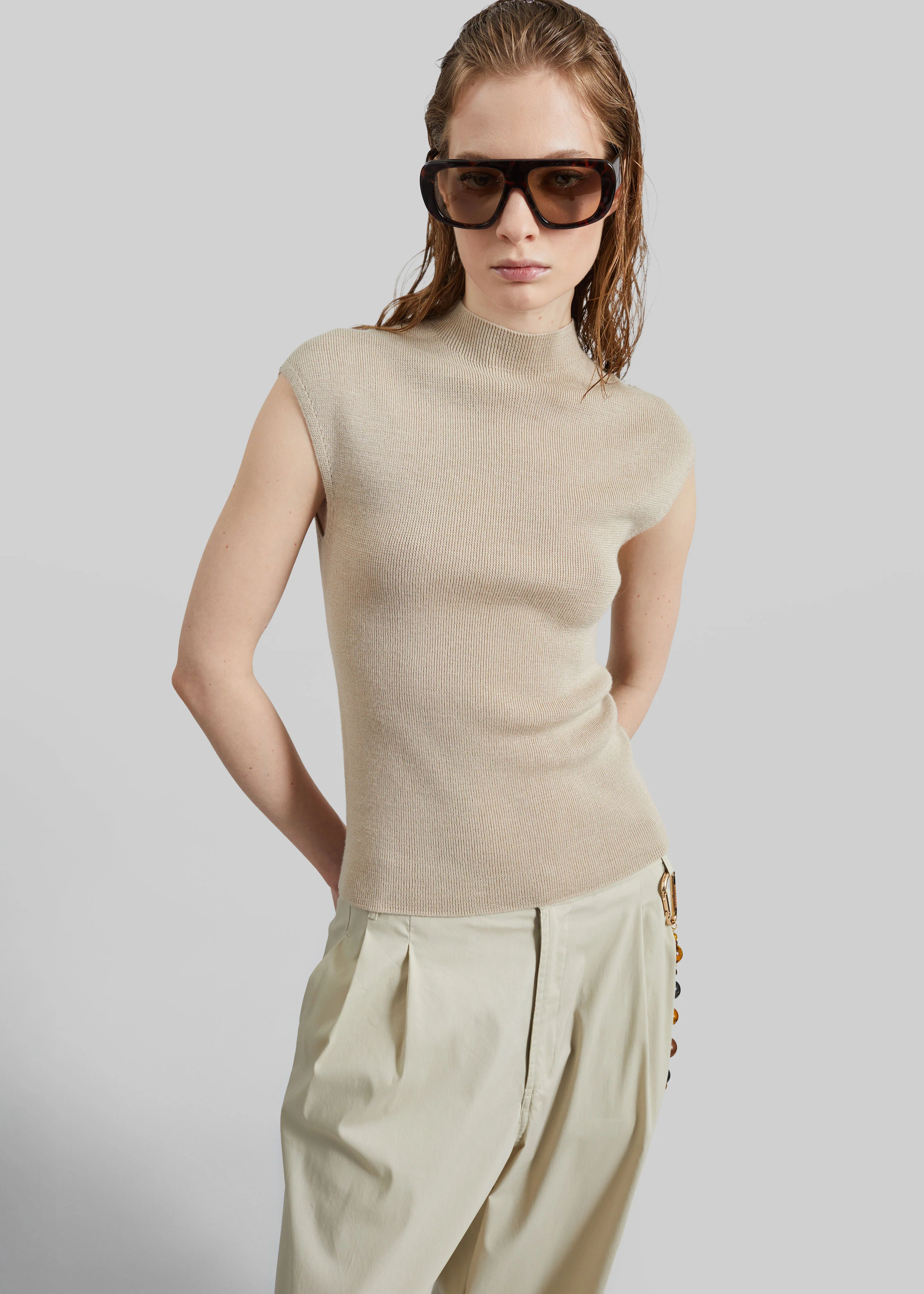 Troyes Knit Top - Beige - Image 3