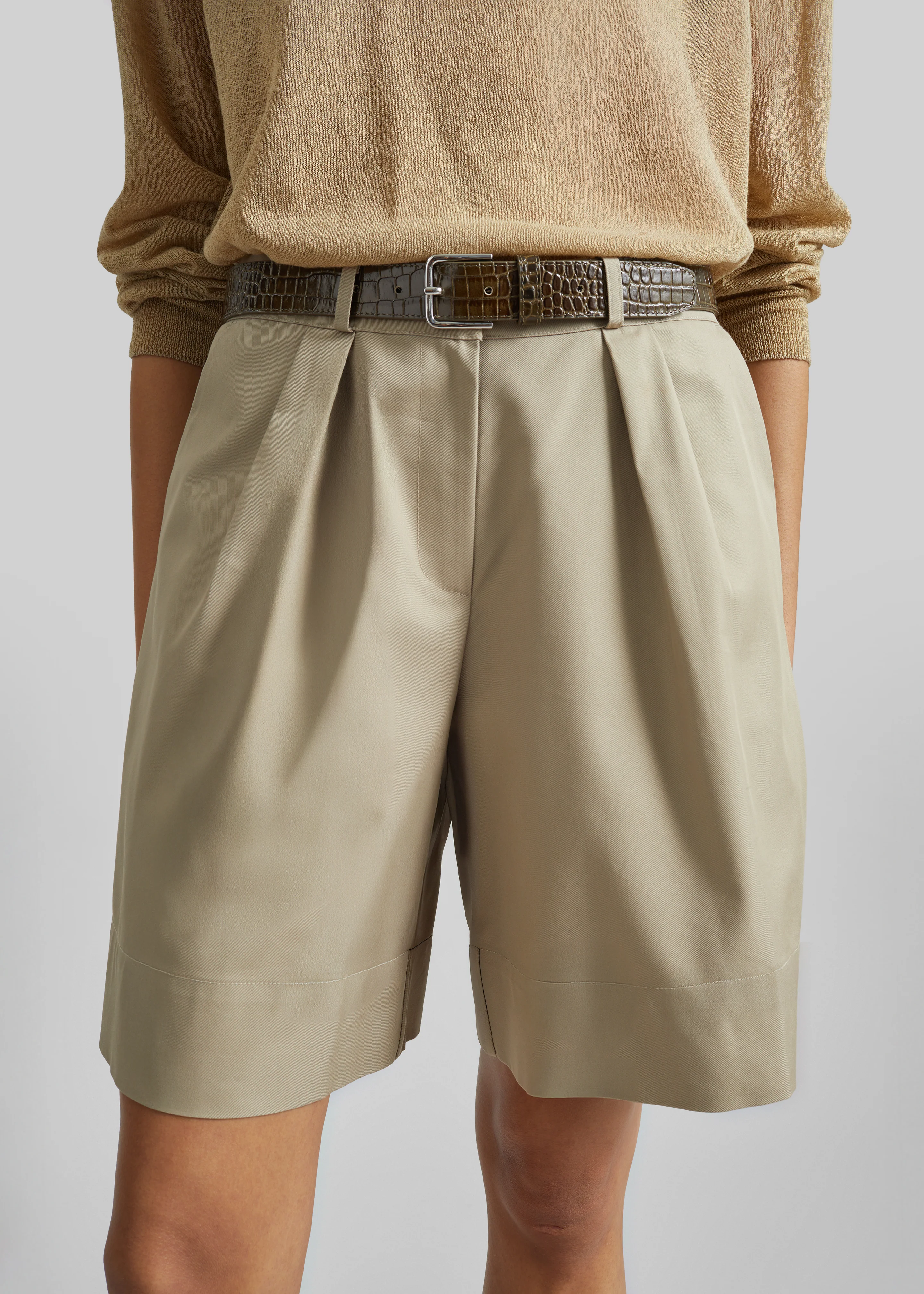 Veyra Adjustable Cuff Shorts - Beige - Image 8